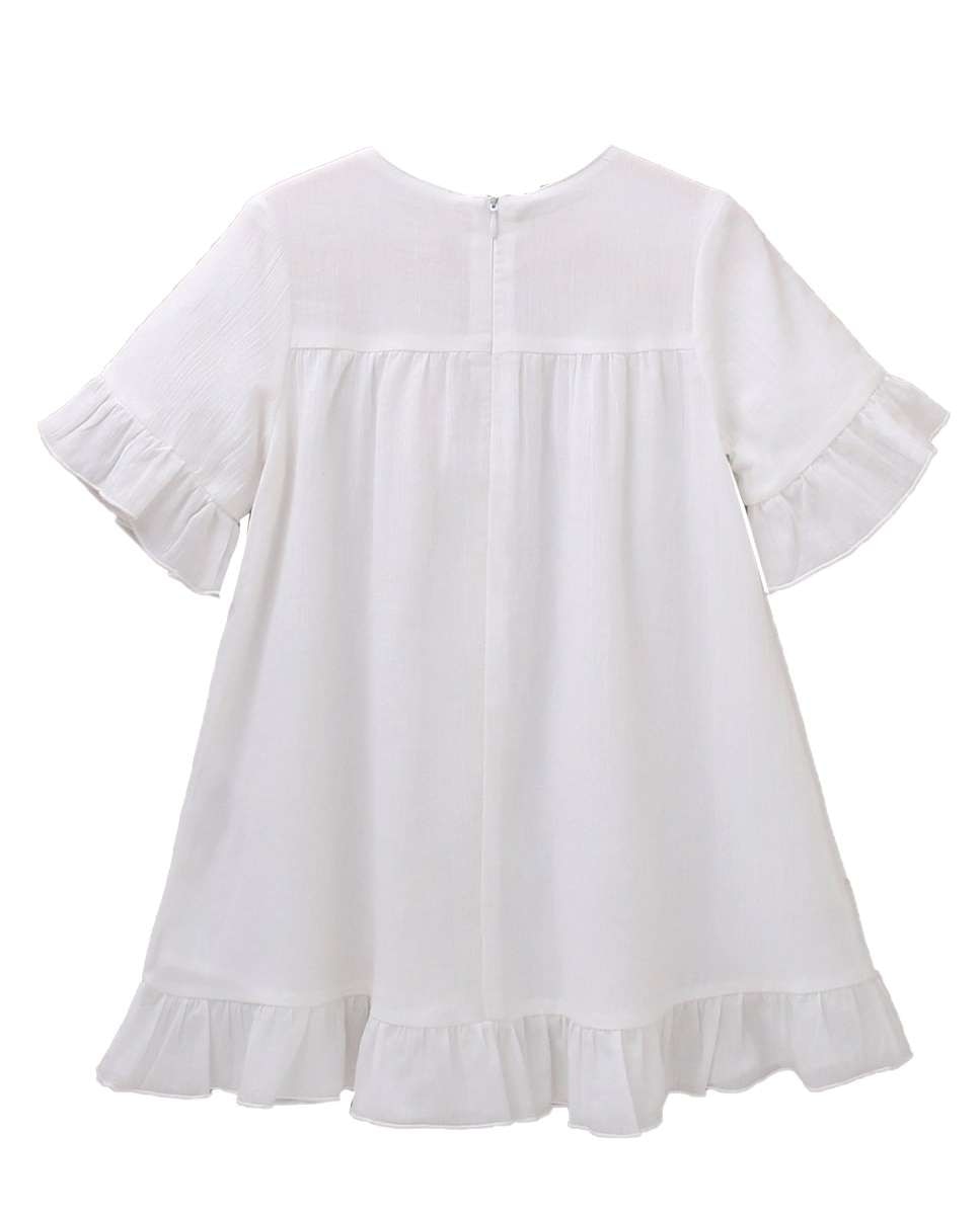 Vestido Infantil com Estampado de Estrelas Dadati Branco/Amarelo-2