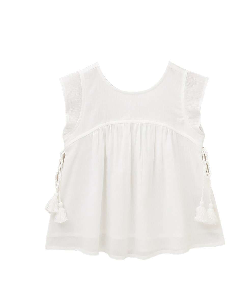 Blusa Infantil Fluida em Bambula Branco-2