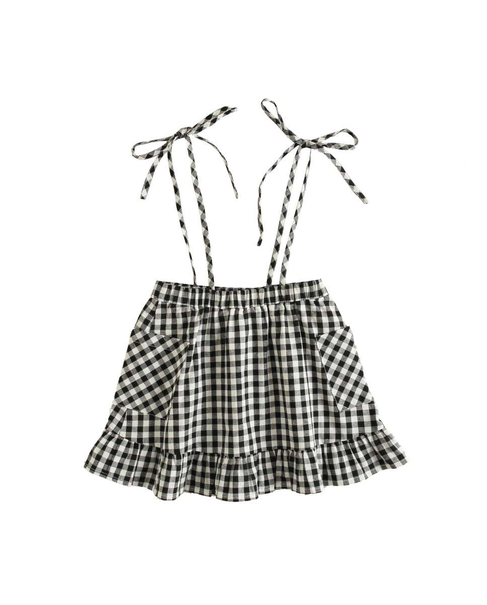 Imagem 0 de Saia Infantil em Vichy Branco e Preto com Alças