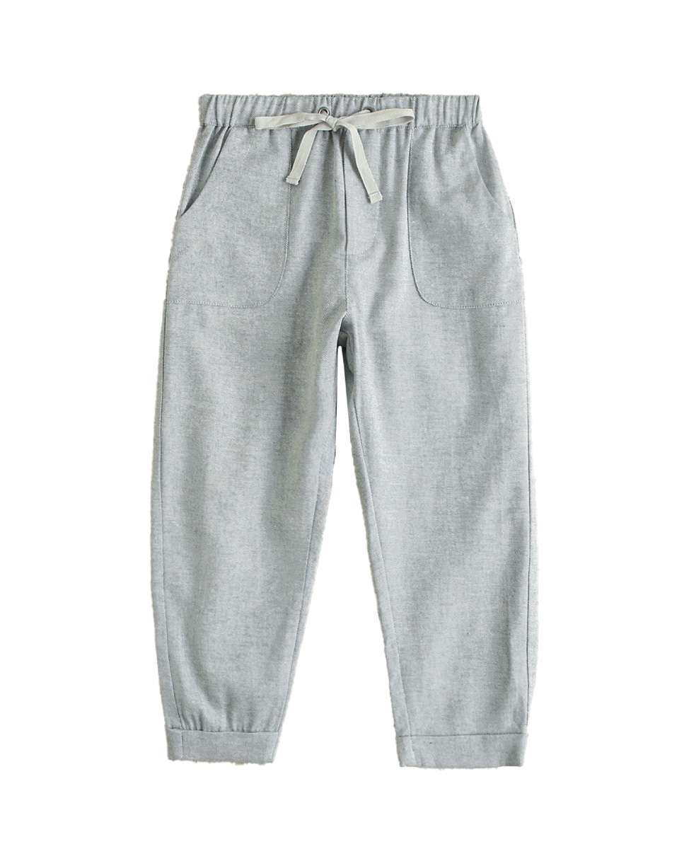 Imagem 0 de Calças Chino Infantil de Sarja em Cinzento com Tira Ajustável