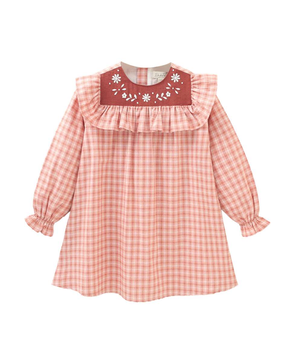 Imagem 0 de Vestido Infantil com Folhos e Bordados em Rosa