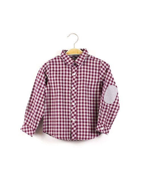 Camisa de menino com xadrez vichy e cotoveleiras