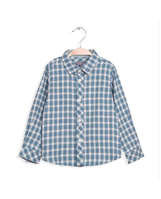Camisa de menino com estampado axadrezado azul