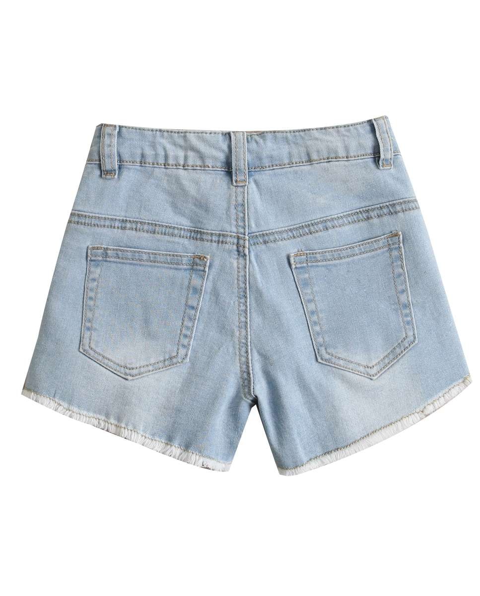 Short Infantil Jeans com Bainha Desfiada Azul-claro-2
