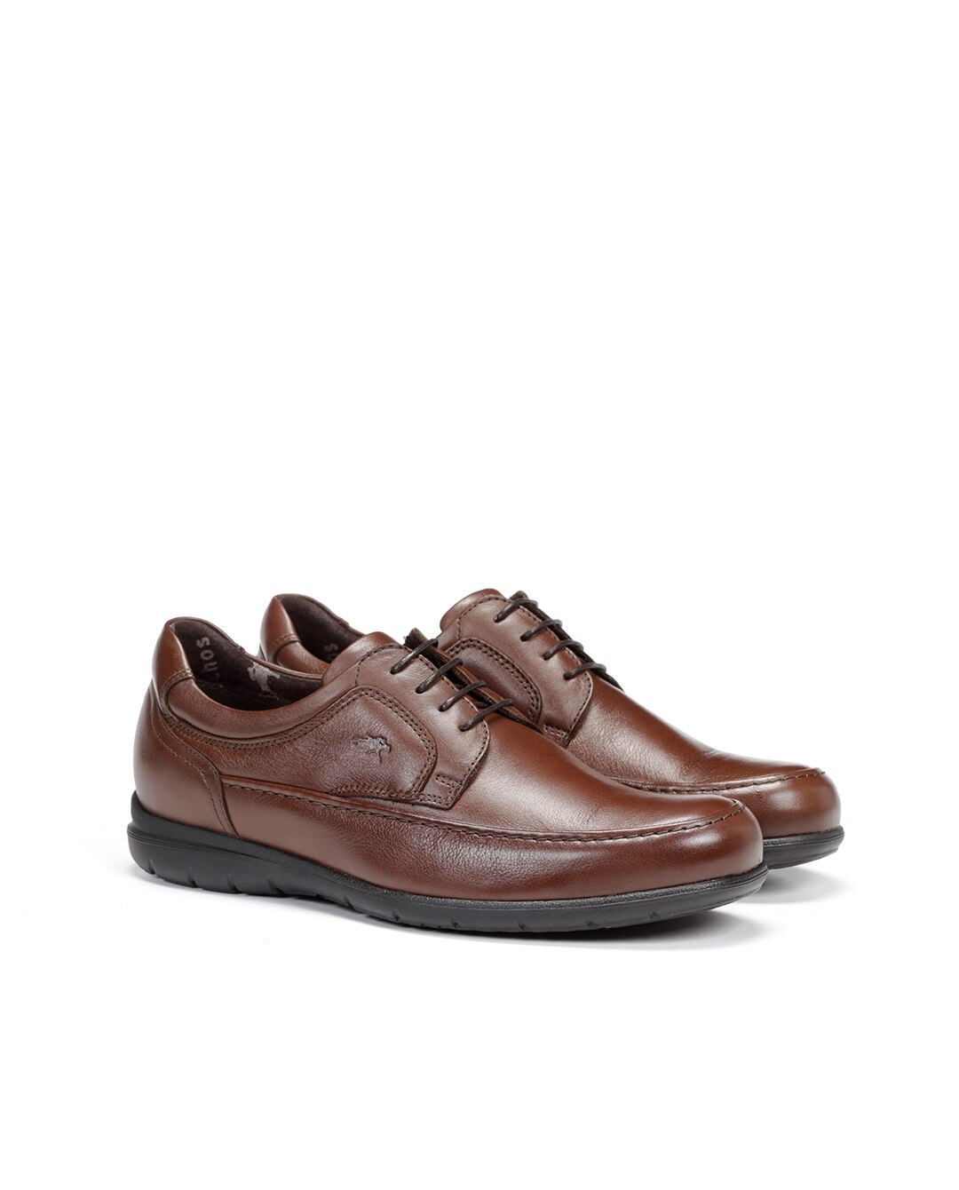 Sapatos de Cordões Fabricados em Pele Castanho-escuro-2