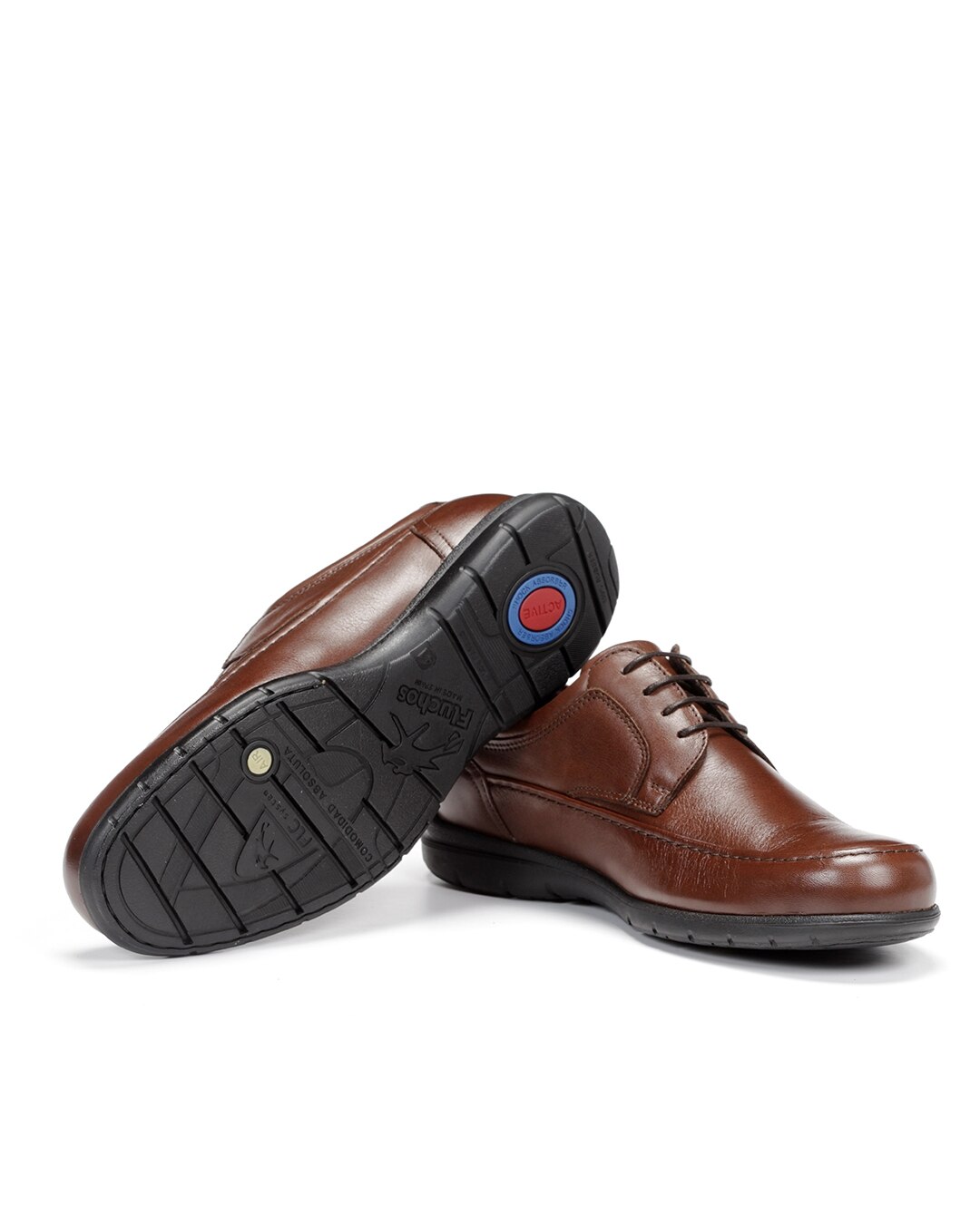 Sapatos de Cordões Fabricados em Pele Castanho-escuro-4