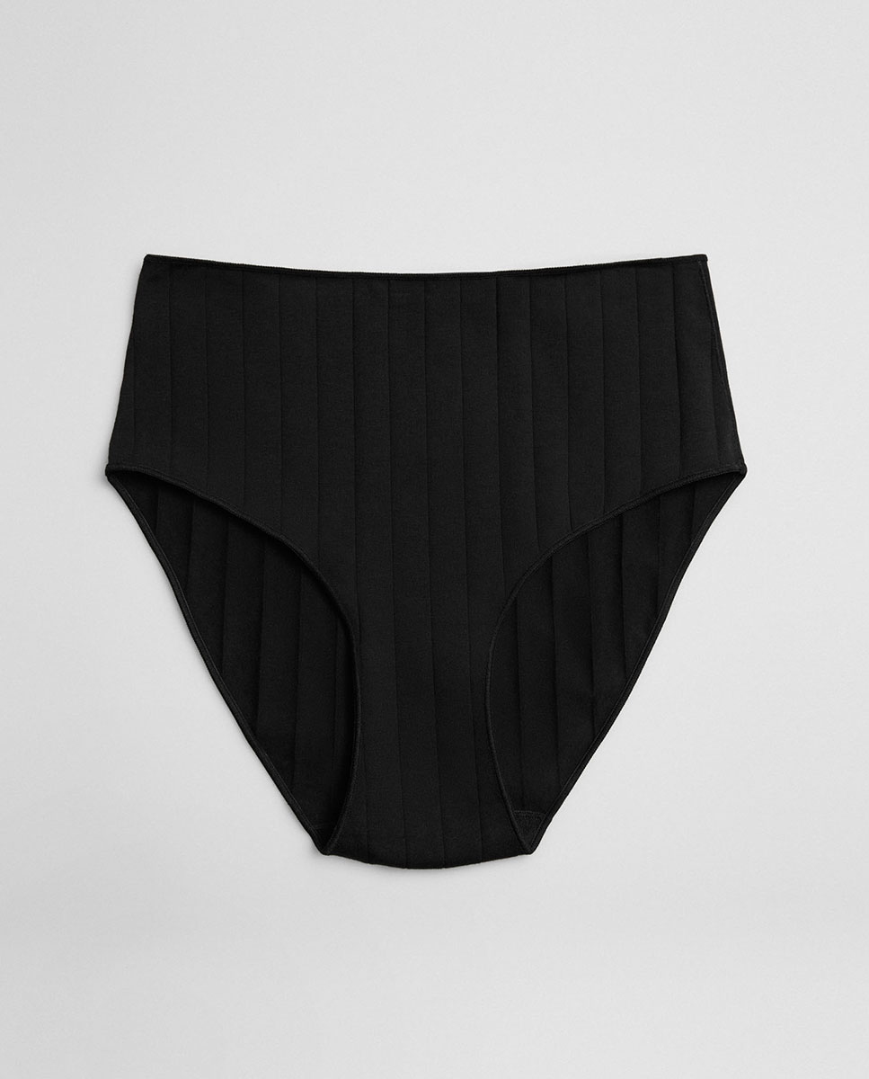 Cueca Alta Canelada Preto-4