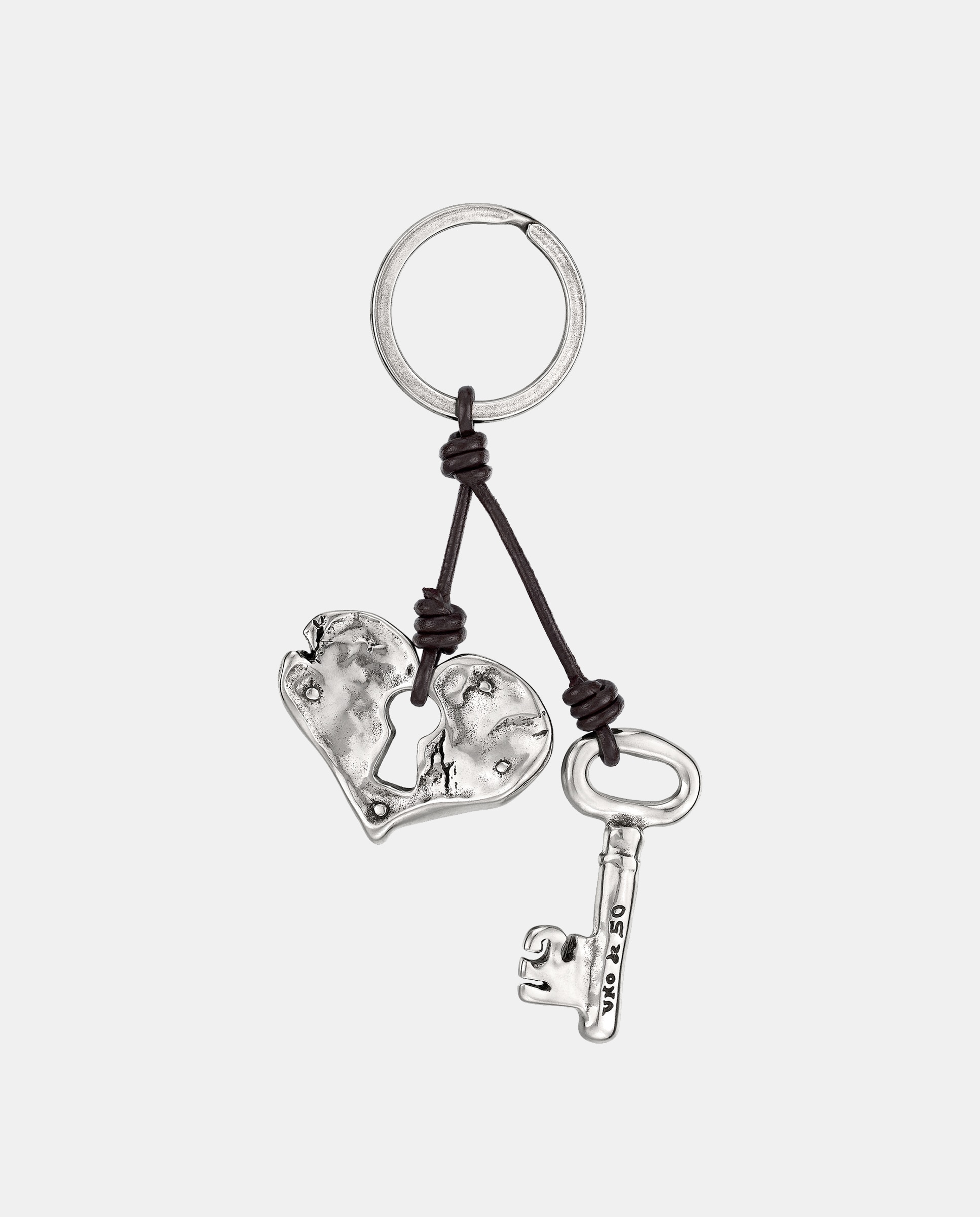 Imagem 0 de Porta-chaves Coração e Chave Banhado em Prata de Lei