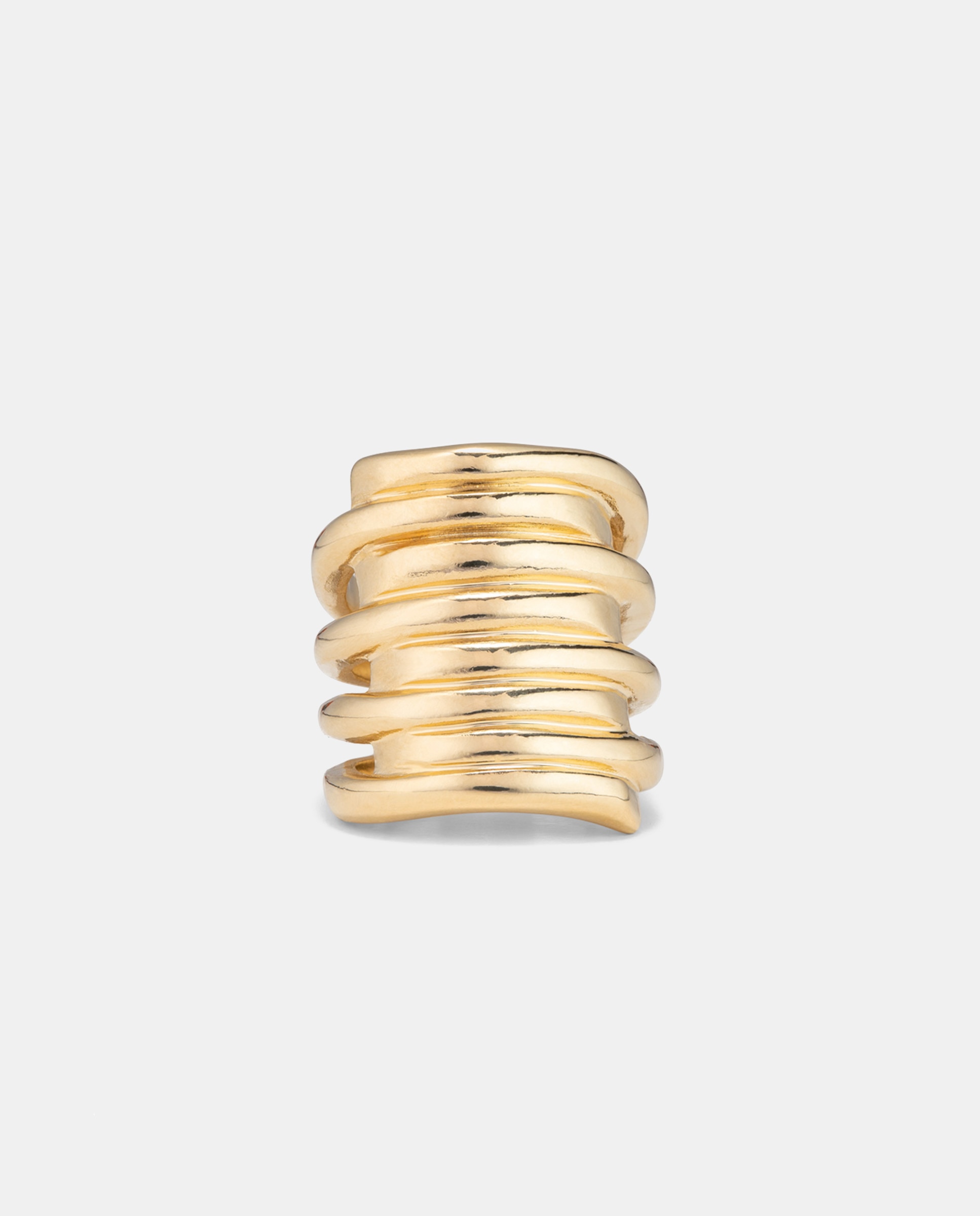 Anel com Efeito Empilhado Banhado a Ouro de 18k Ouro-1