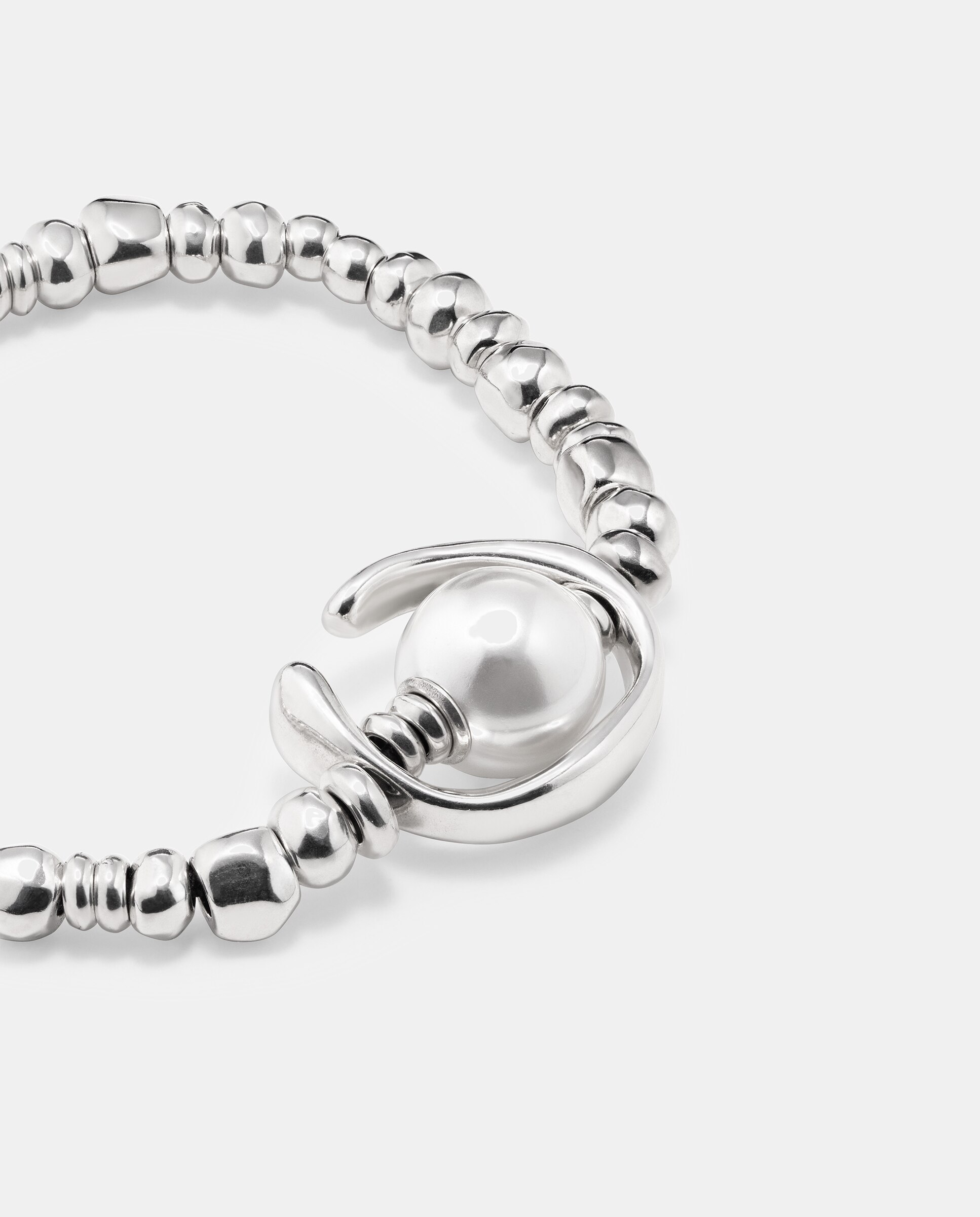 Pulseira Banhada em Prata de Lei com Pérola Prata-3