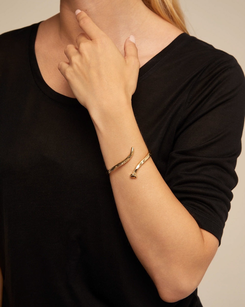Pulseira Rígida Banhada a Ouro 18k Ouro-5