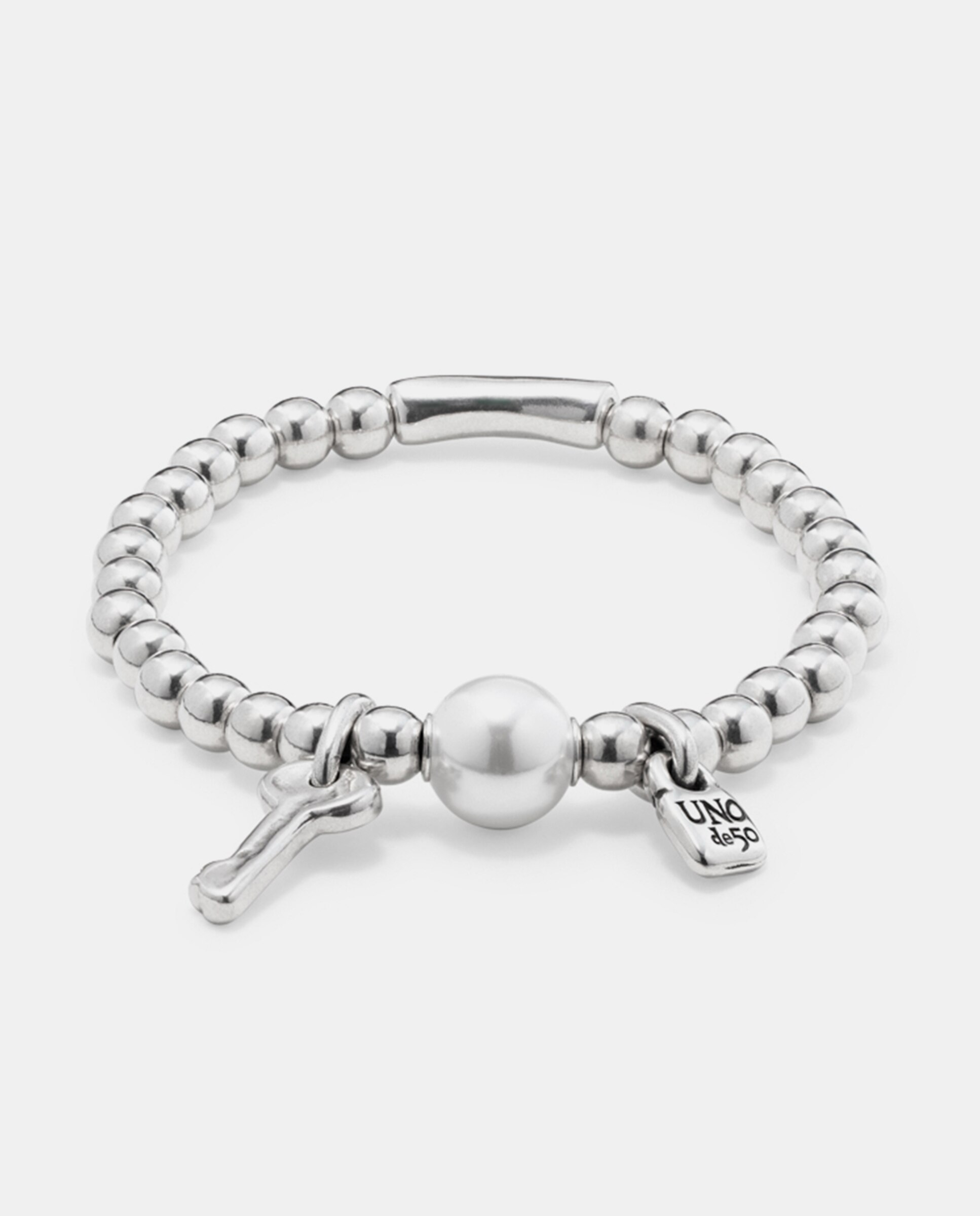 Pulseira Banhada em Prata de Lei com Pérola Prata-1