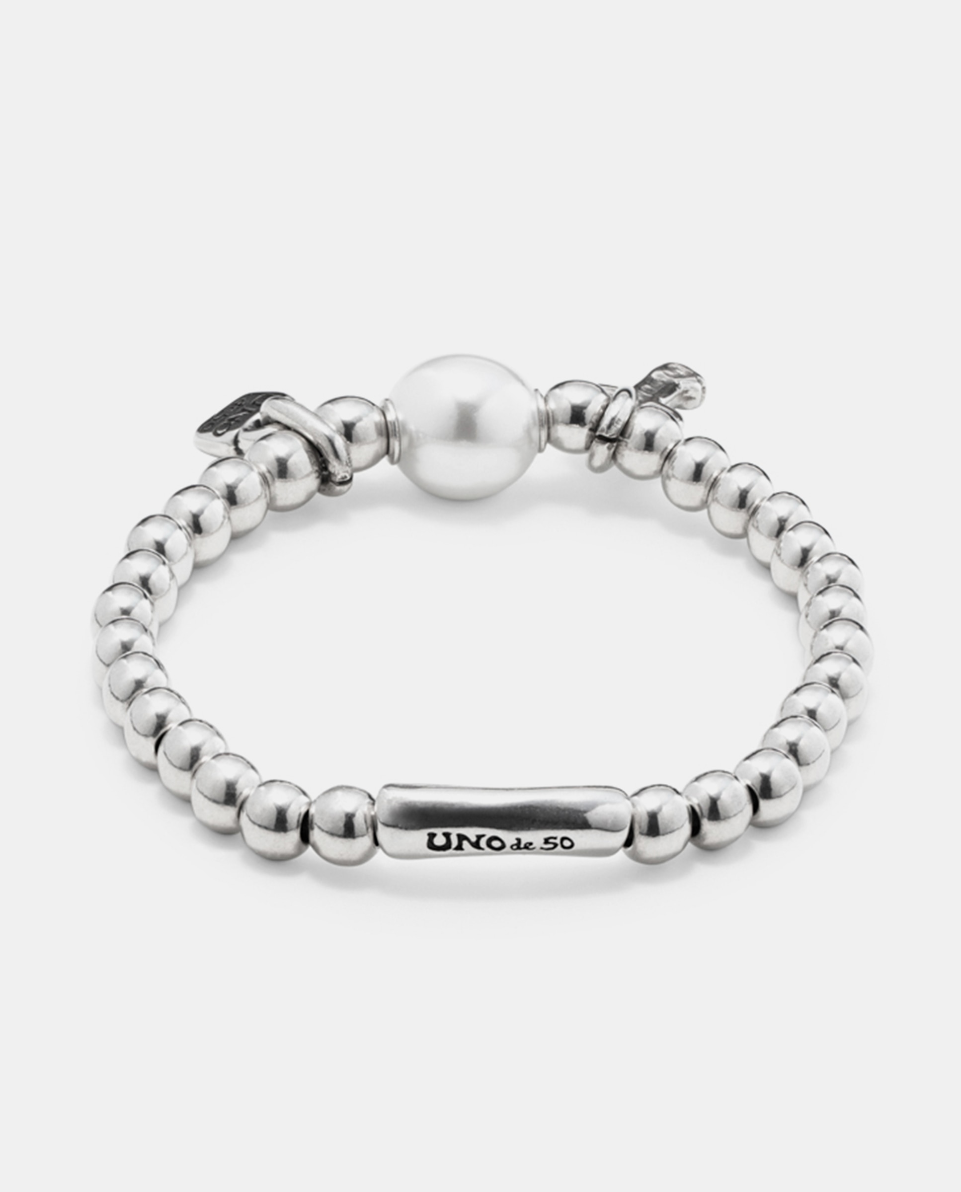 Pulseira Banhada em Prata de Lei com Pérola Prata-3
