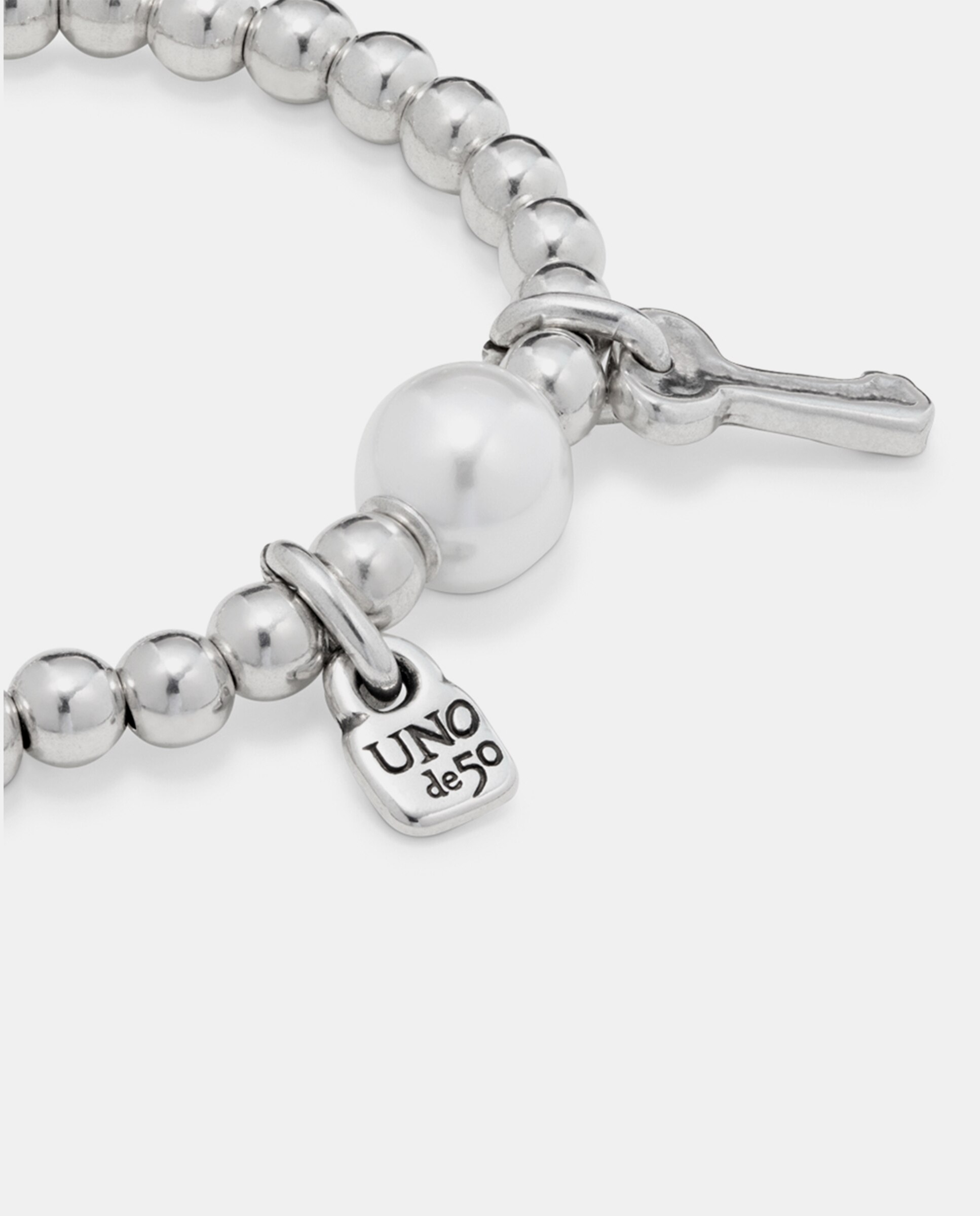 Pulseira Banhada em Prata de Lei com Pérola Prata-4