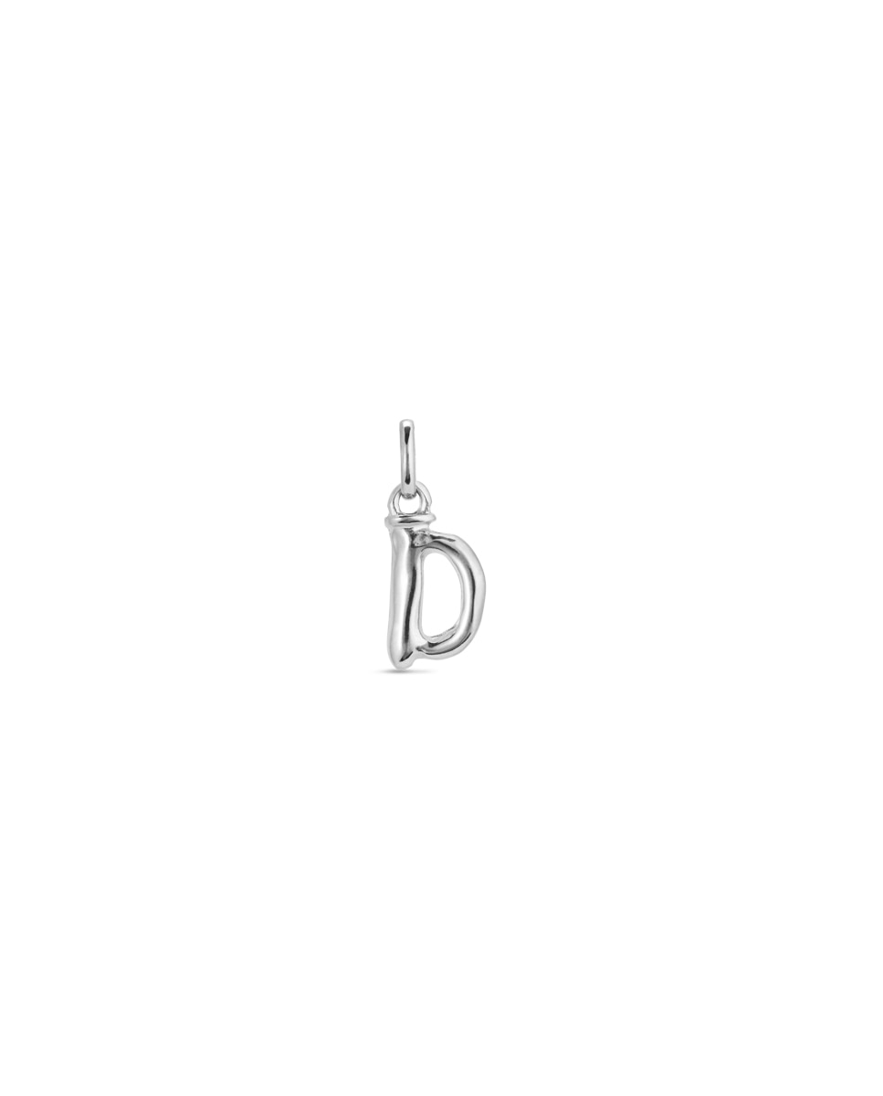 Charm Banhado em Prata de Lei com Letra D Prata-1