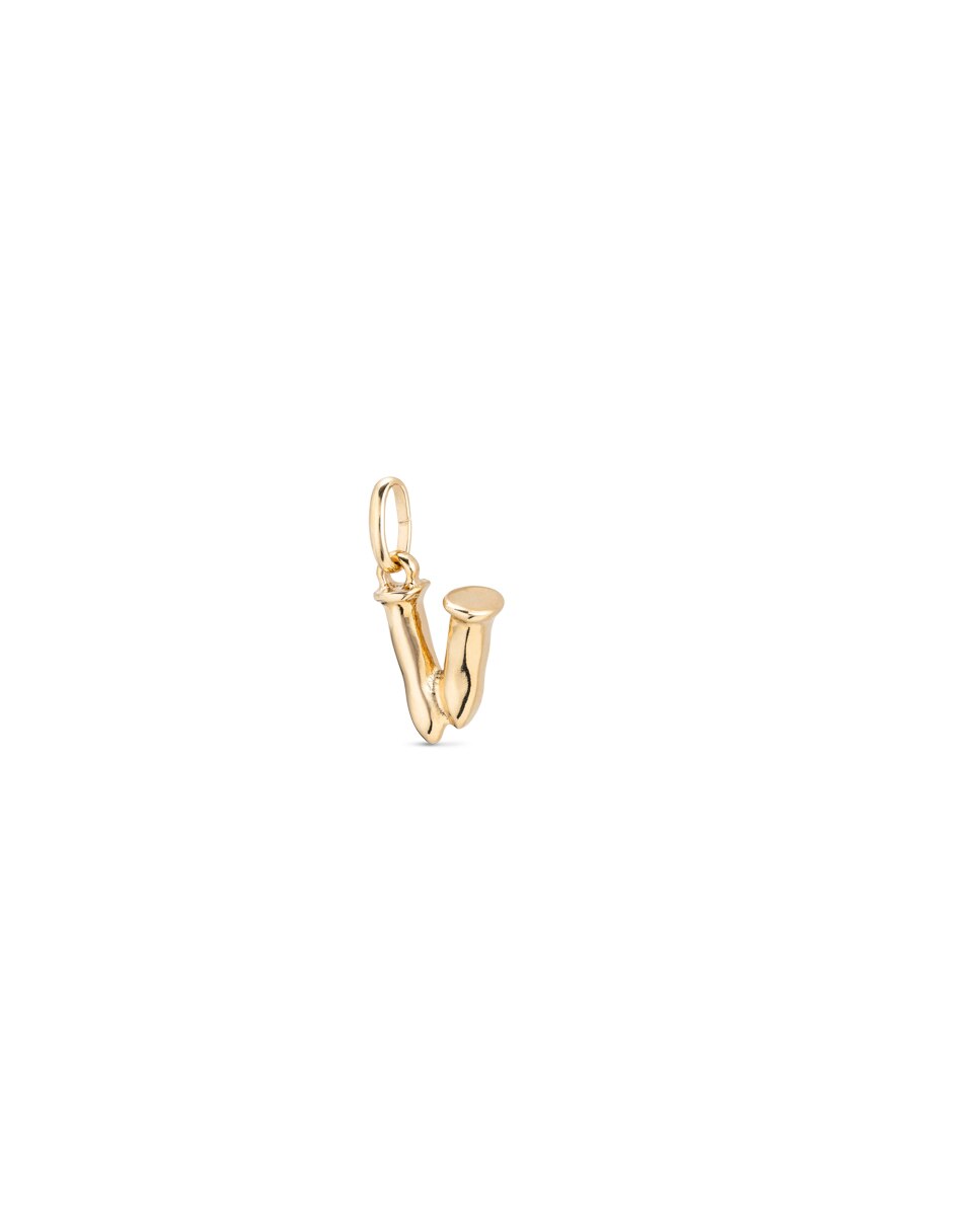 Charm Banhado a Ouro 18k de Letra V Ouro-2