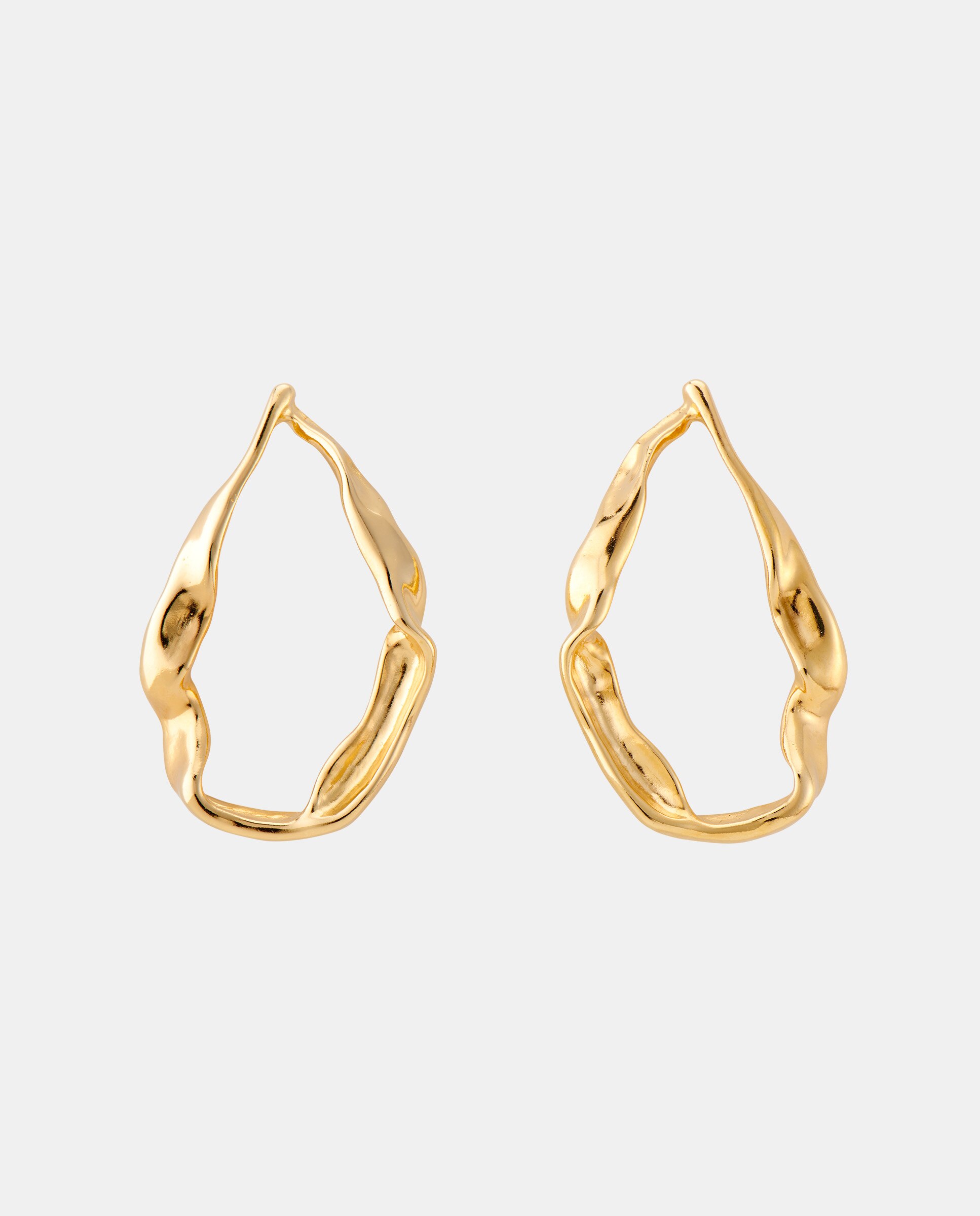 Brincos Maxi de Elos Banhados a Ouro de 18k Ouro-1