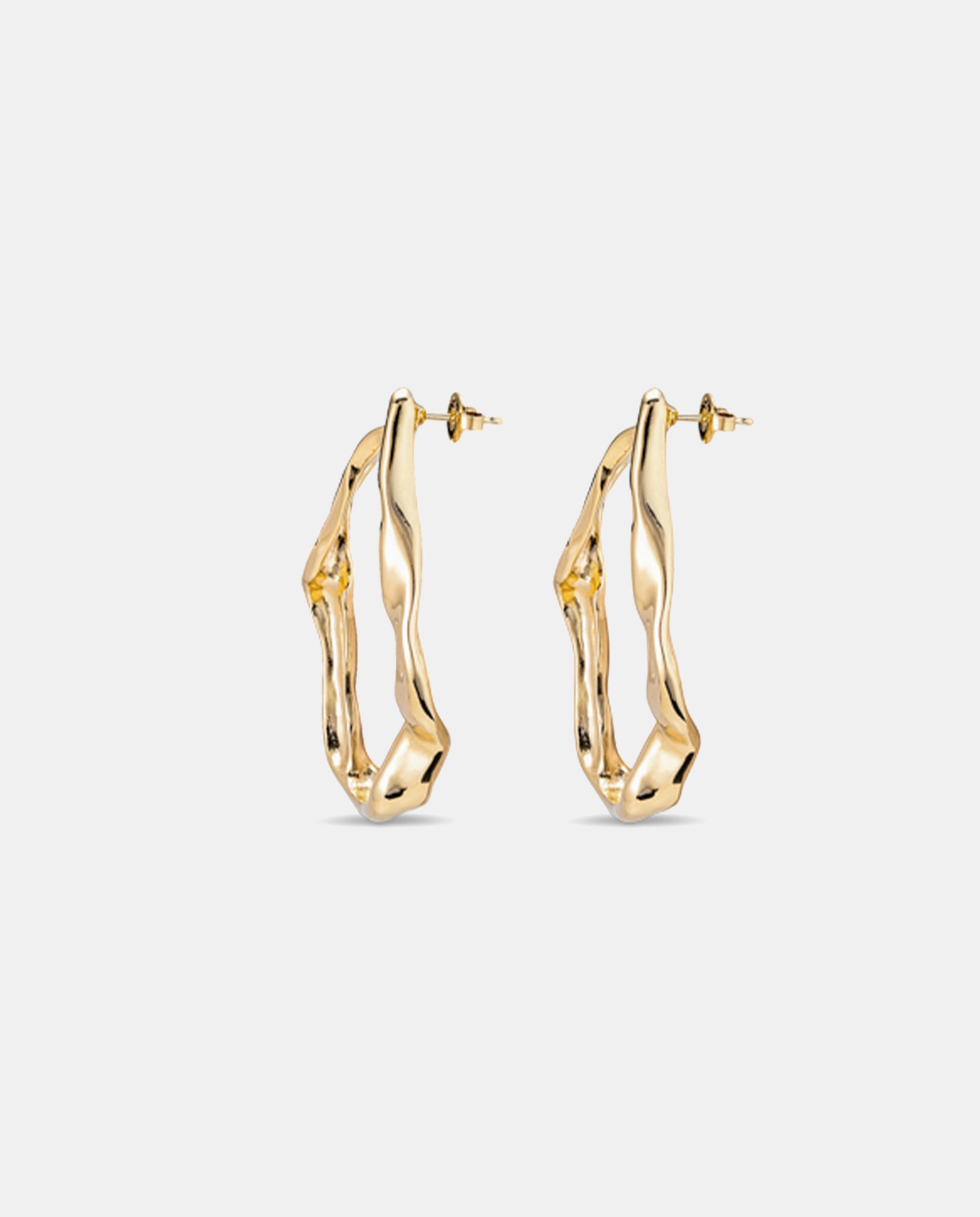 Brincos Maxi de Elos Banhados a Ouro de 18k Ouro-3