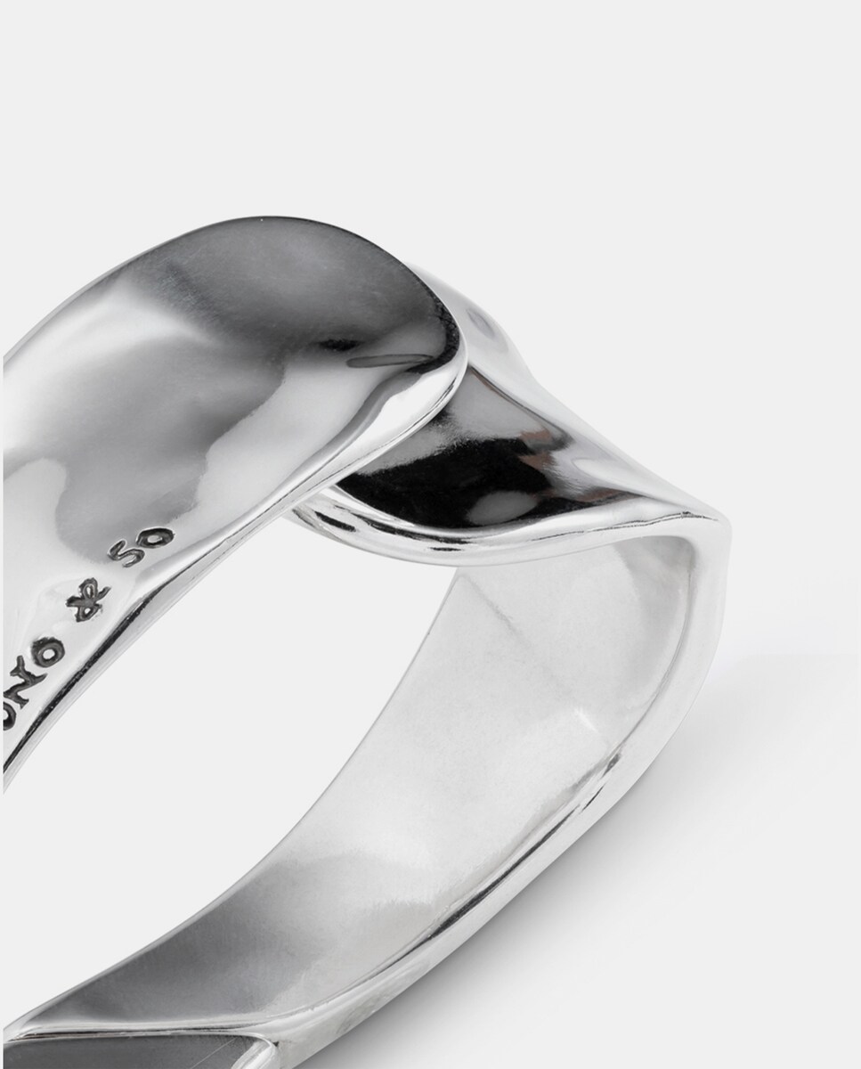 Pulseira Rígida Banhada em Prata de Lei Prata-4