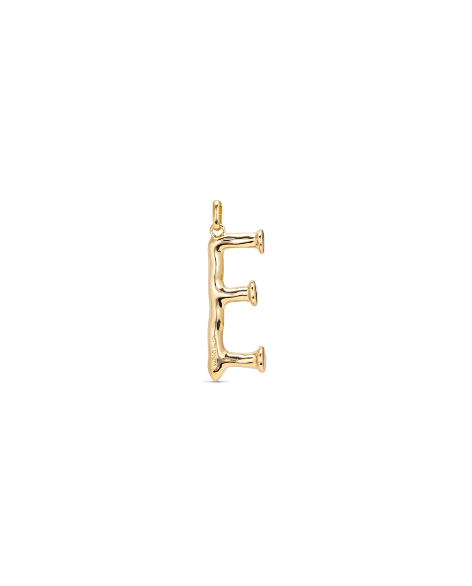 Pingente Abecedário Banhado em Ouro de 18K de Letra E Ouro-1