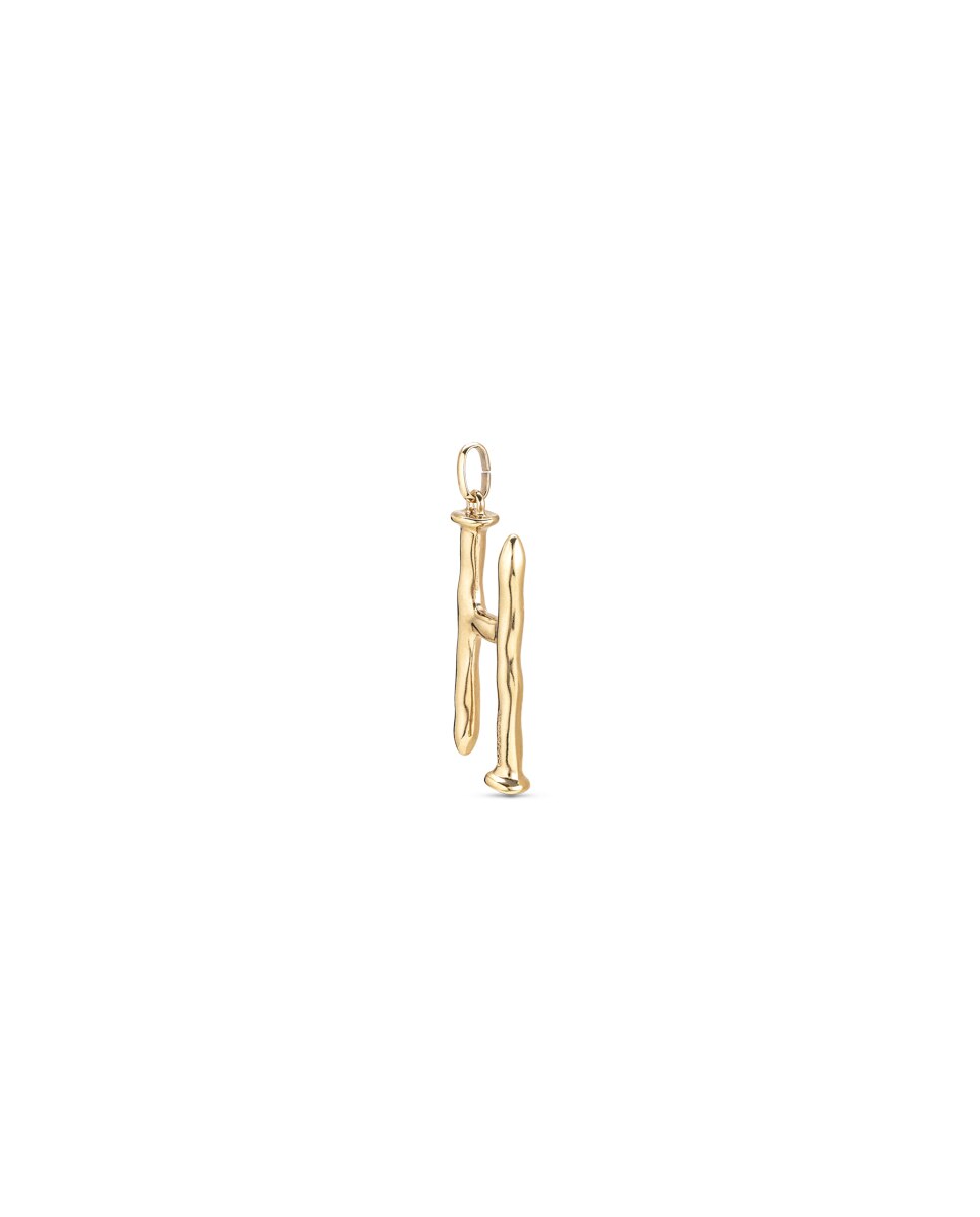 Pendente Banhado a Ouro 18k de Letra H Ouro-2