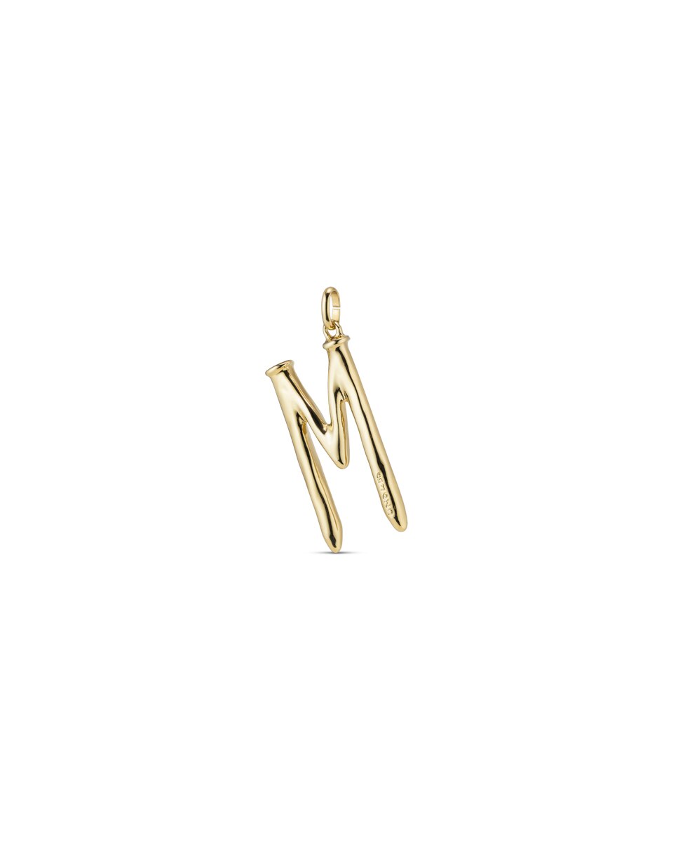 Pendente Banhado em Ouro 18k de Letra M Ouro-3