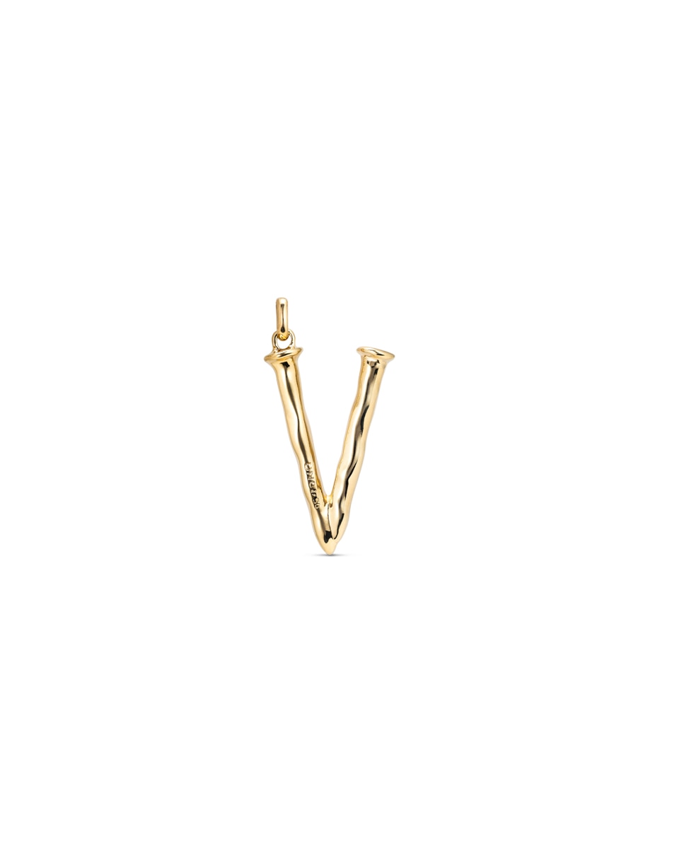 Pendente Banhado a Ouro 18k com Letra V Ouro-1