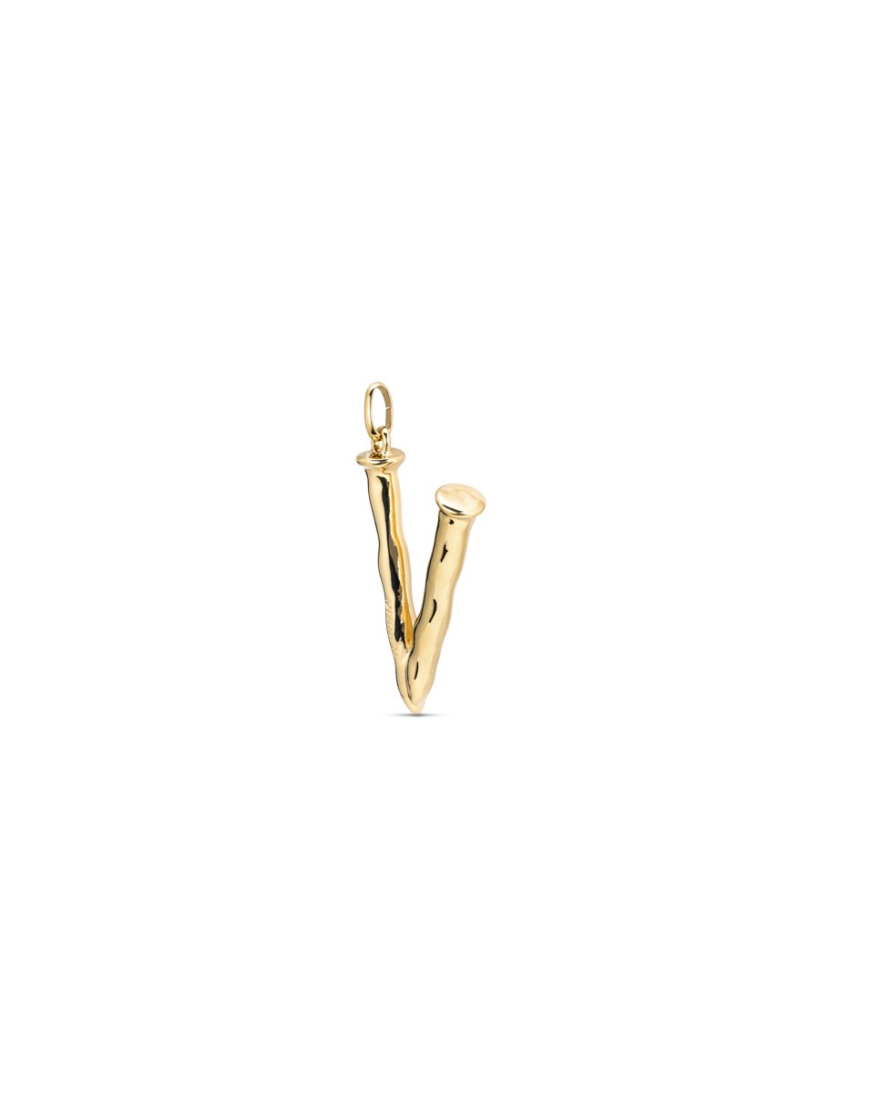 Pendente Banhado a Ouro 18k com Letra V Ouro-2