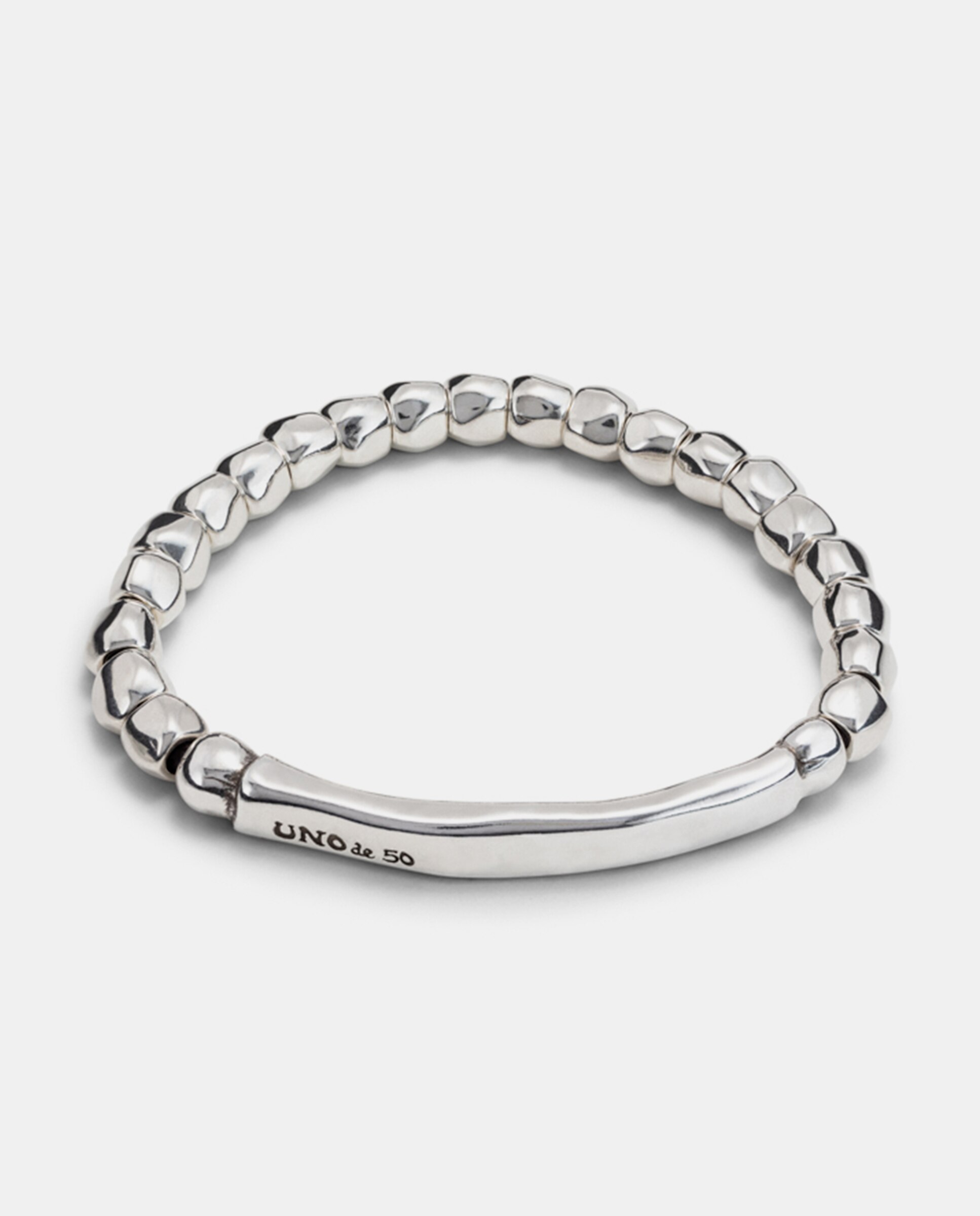 Pulseira Elástica de Bolinhas Banhada em Prata de Lei Prata-1