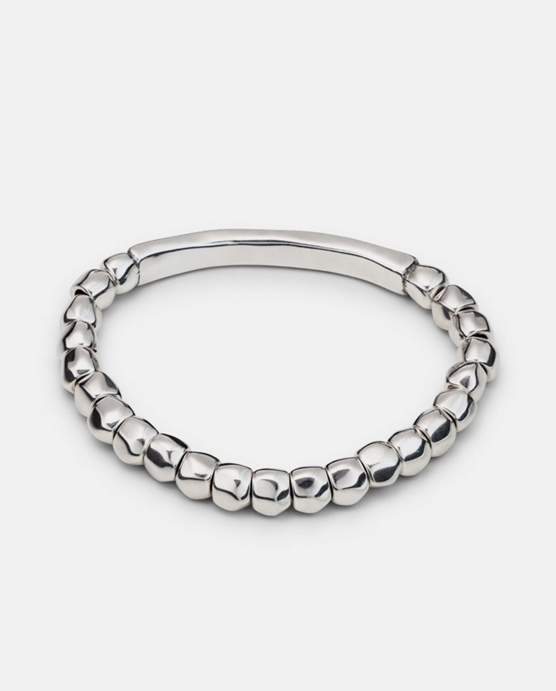 Pulseira Elástica de Bolinhas Banhada em Prata de Lei Prata-3