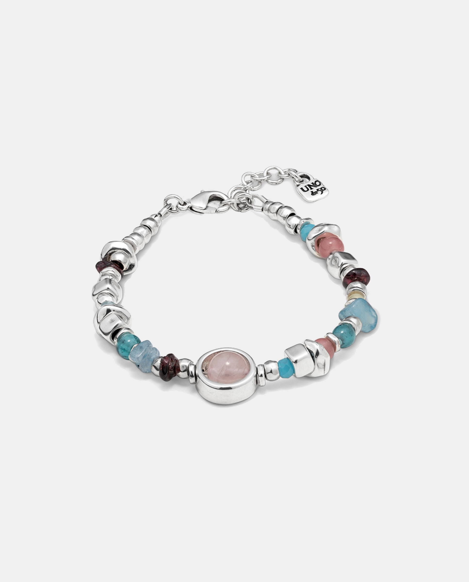 Pulseira Banhada em Prata de Lei com Pedras e Cristais Prata-1
