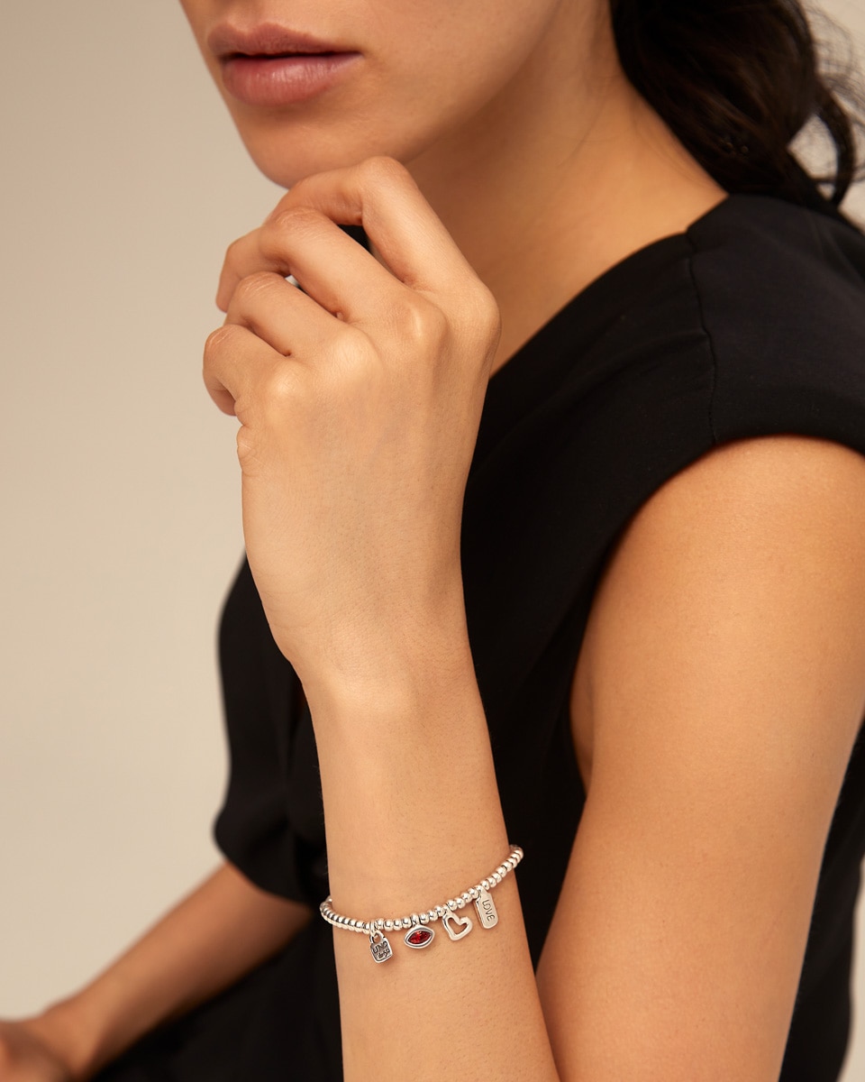 Pulseira Banhada em Prata de Lei e Cristal Prata-5