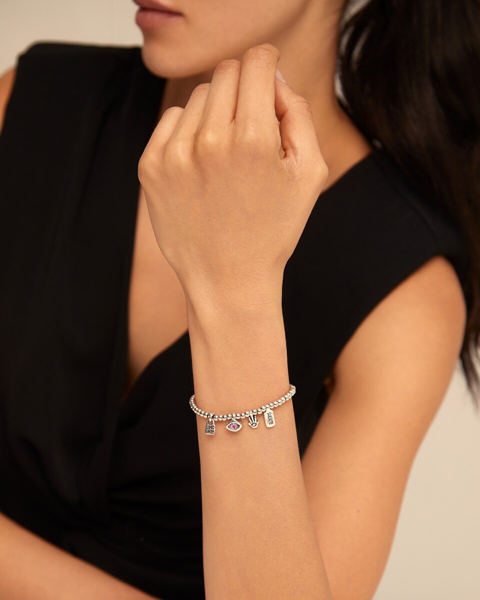 Pulseira Banhada em Prata de Lei e Cristal Prata-5