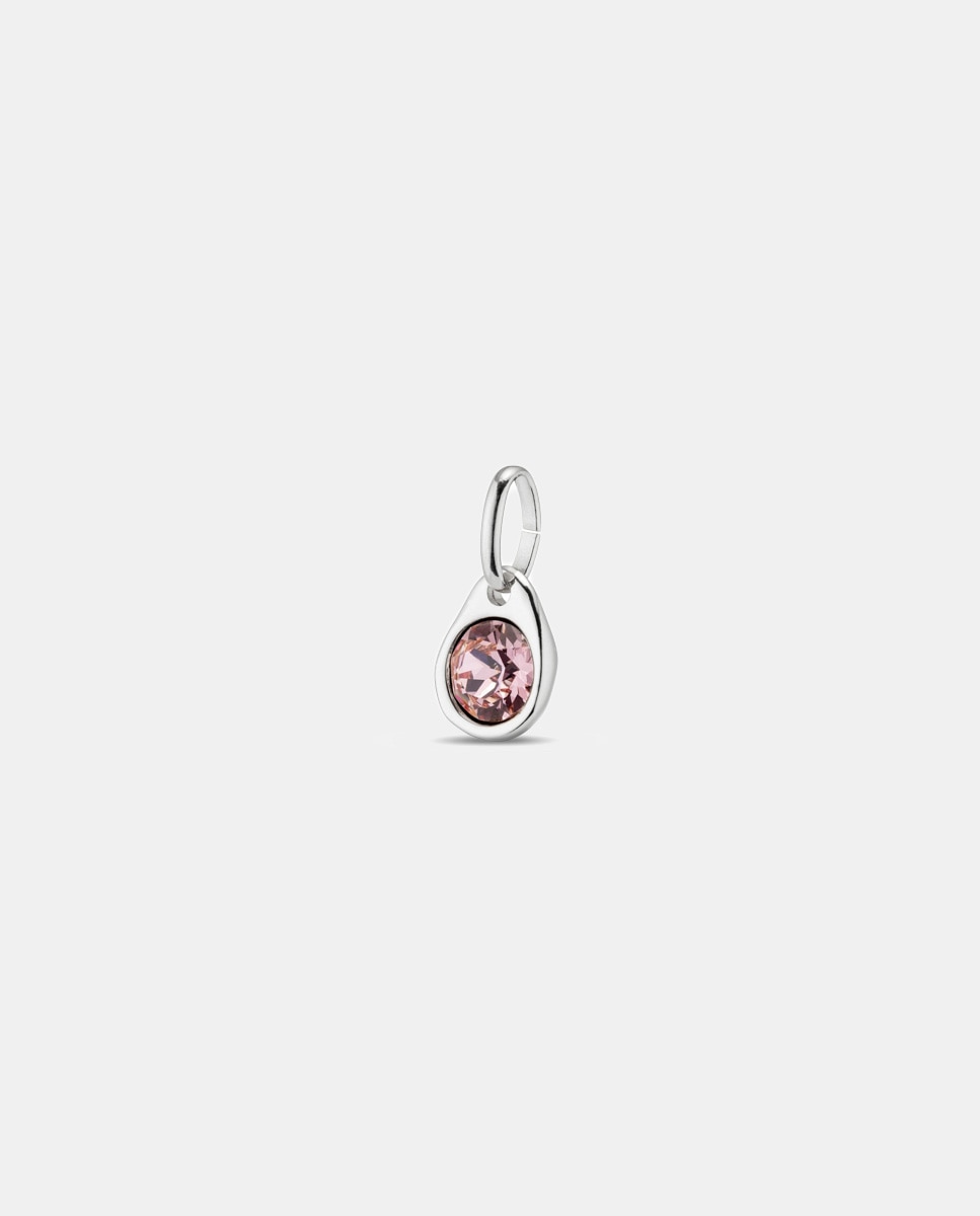 Charm Banhado em Prata de Lei com Cristal Rosa Prata-2