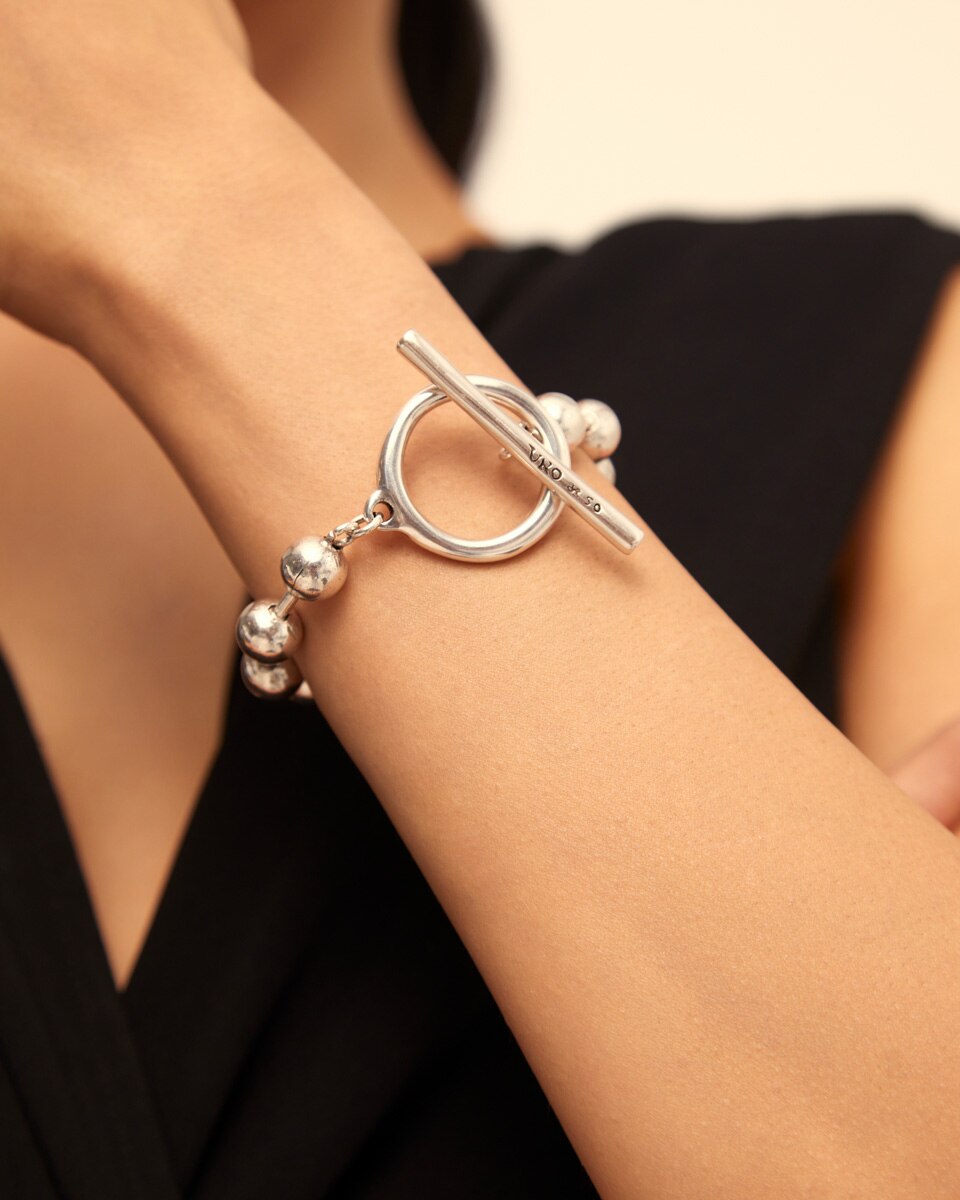 Pulseira de Corrente Banhada em Prata de Lei Prata-5