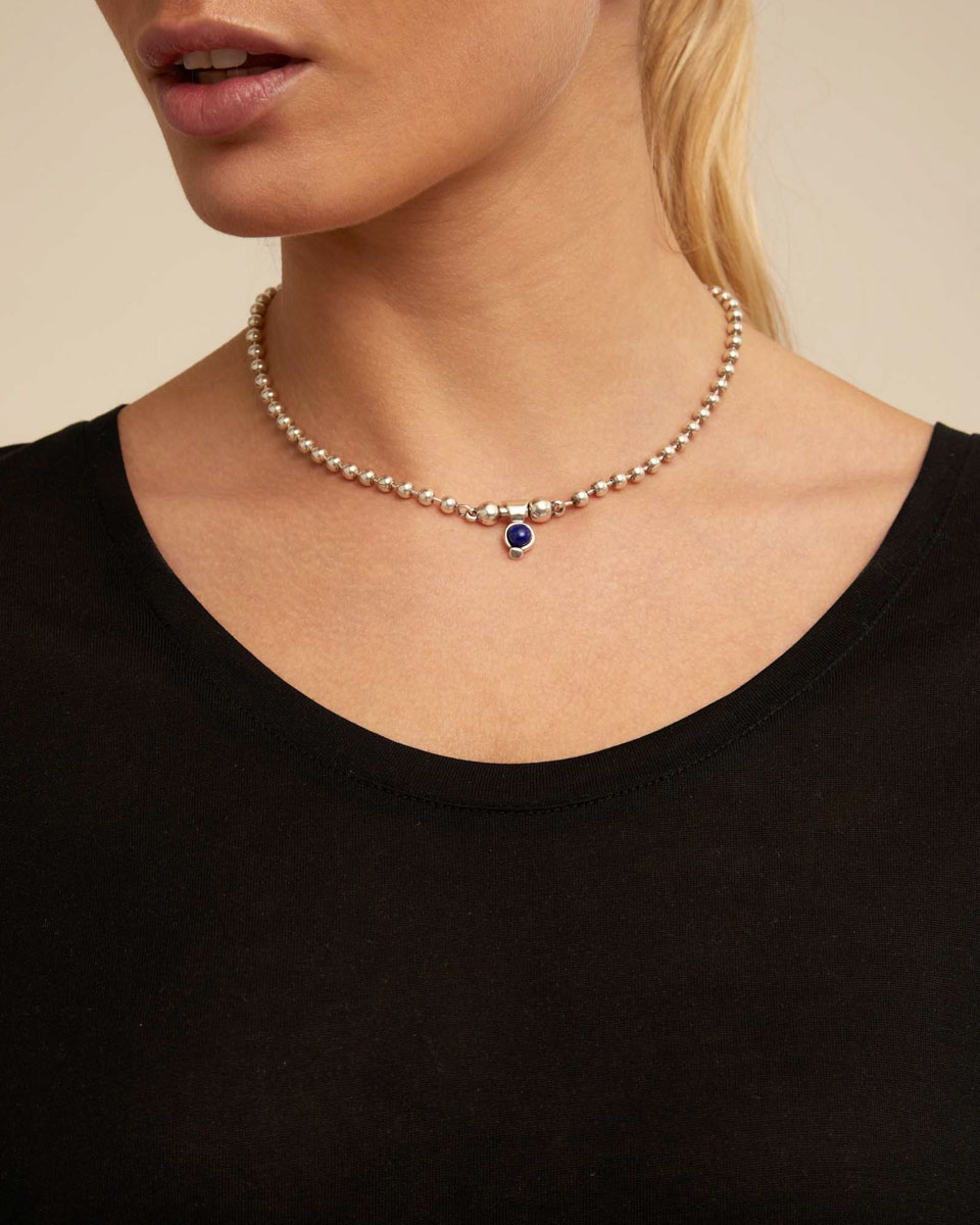 Charm Banhado em Prata de Lei e Pedra Azul Prata-2