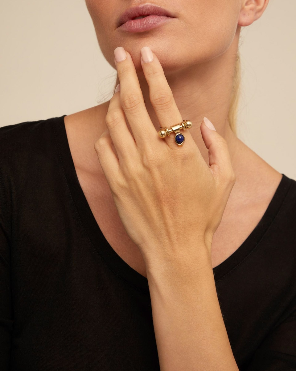 Charm Banhado a Ouro de 18k e Pedra Azul Ouro-2