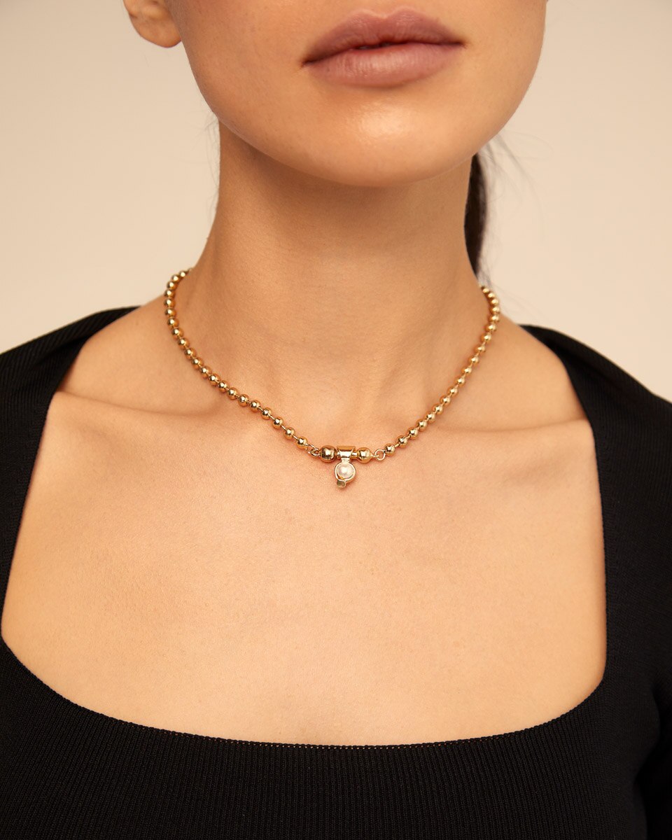 Charm Banhado a Ouro de 18k com Pérola Ouro-4