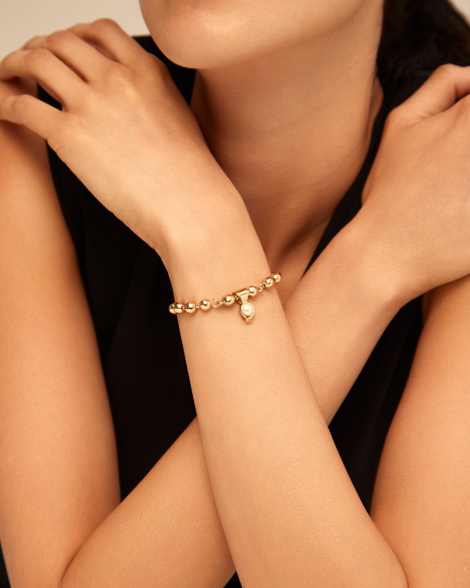 Charm Banhado a Ouro de 18k com Pérola Ouro-5