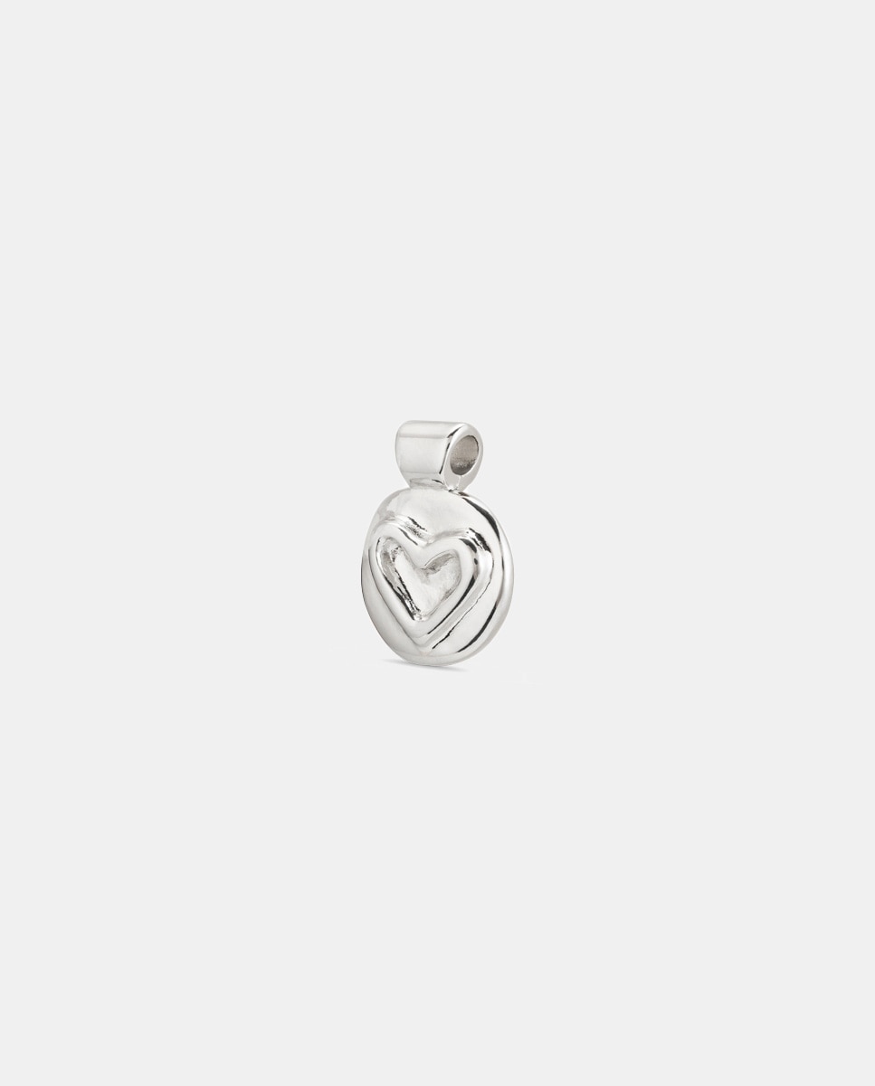 Charm Coração Banhado em Prata de Lei Prata-1