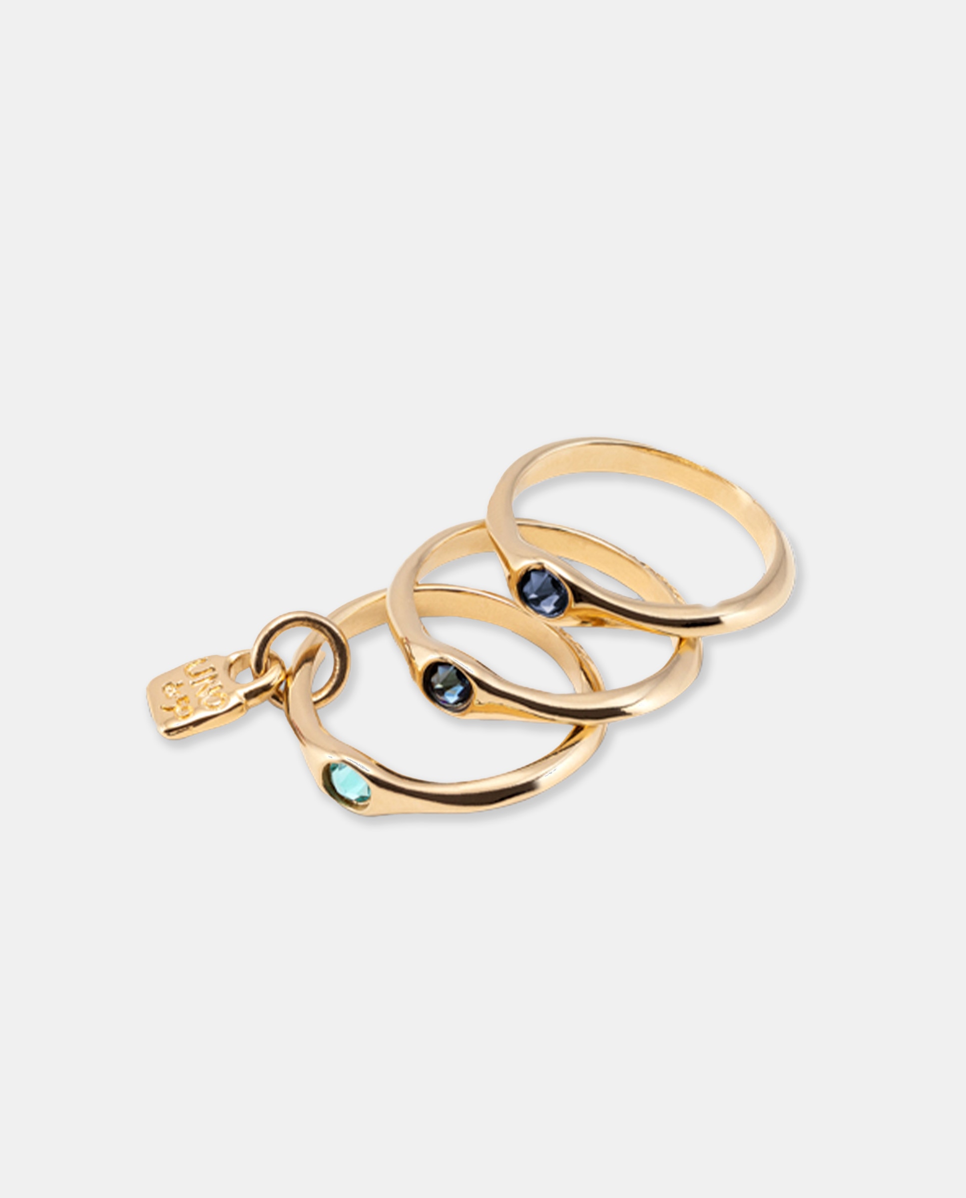 Anel Triplo Banhado a Ouro 18k com Cristais Ouro-1