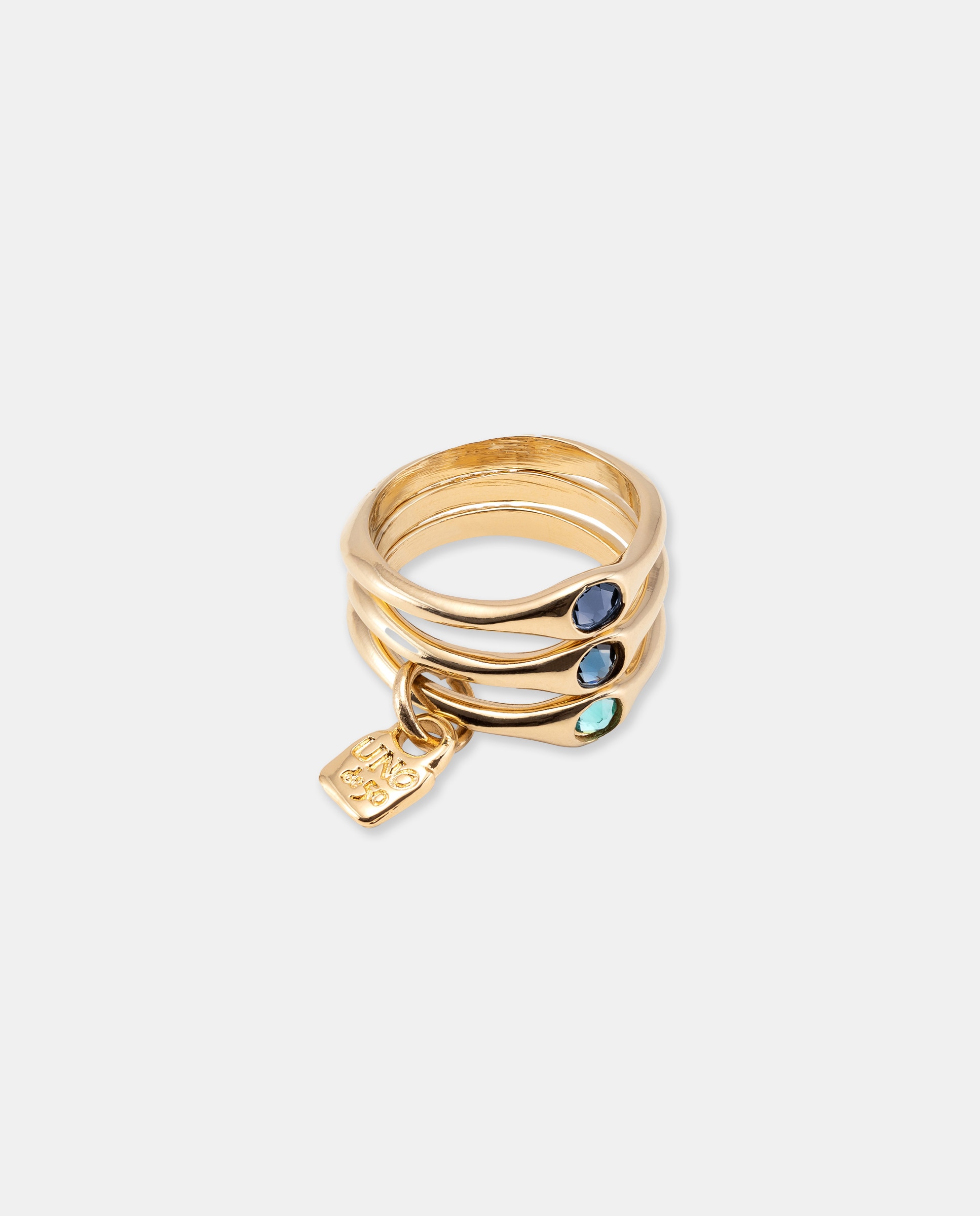 Anel Triplo Banhado a Ouro 18k com Cristais Ouro-3