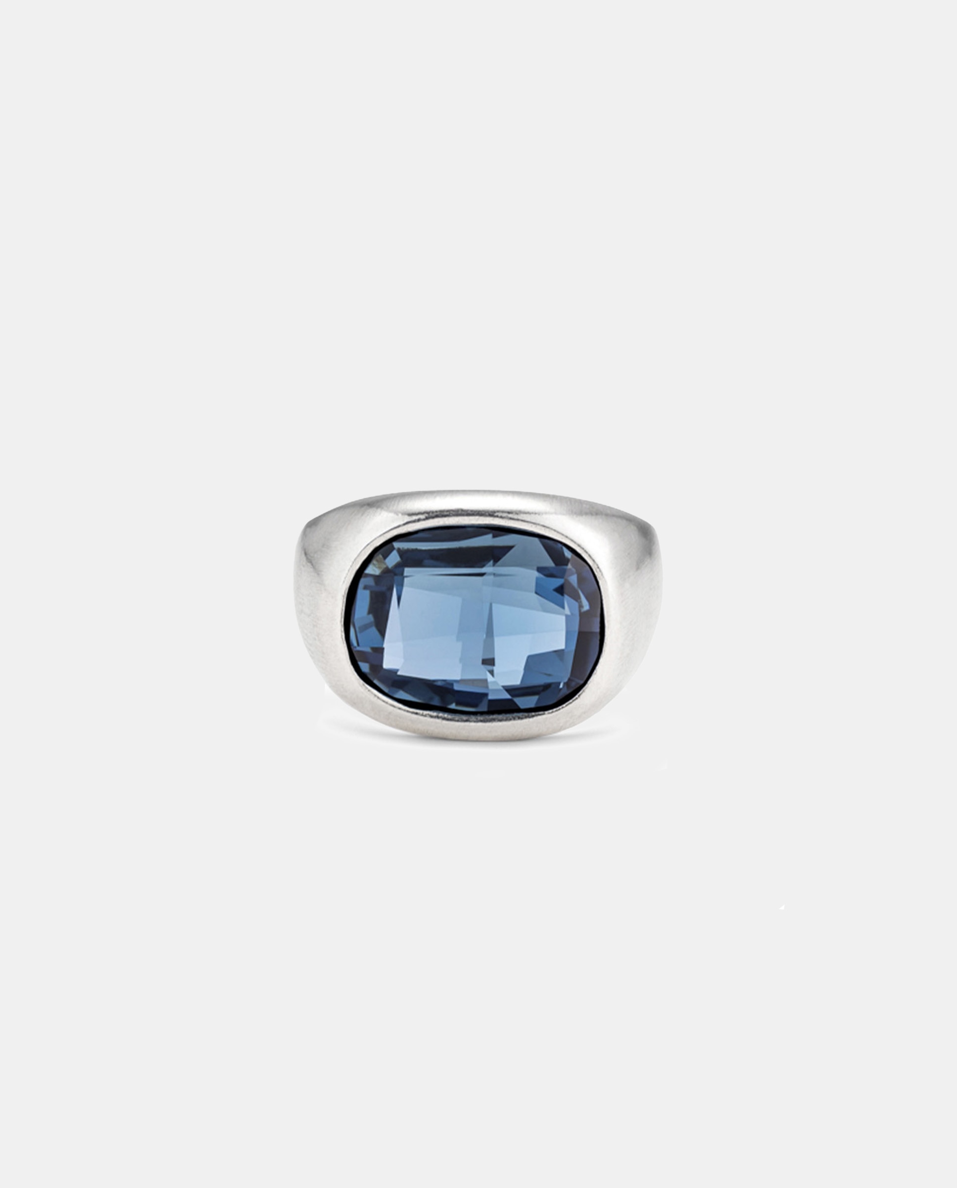 Anel Banhado em Prata de Lei com Cristal Azul Prata-1