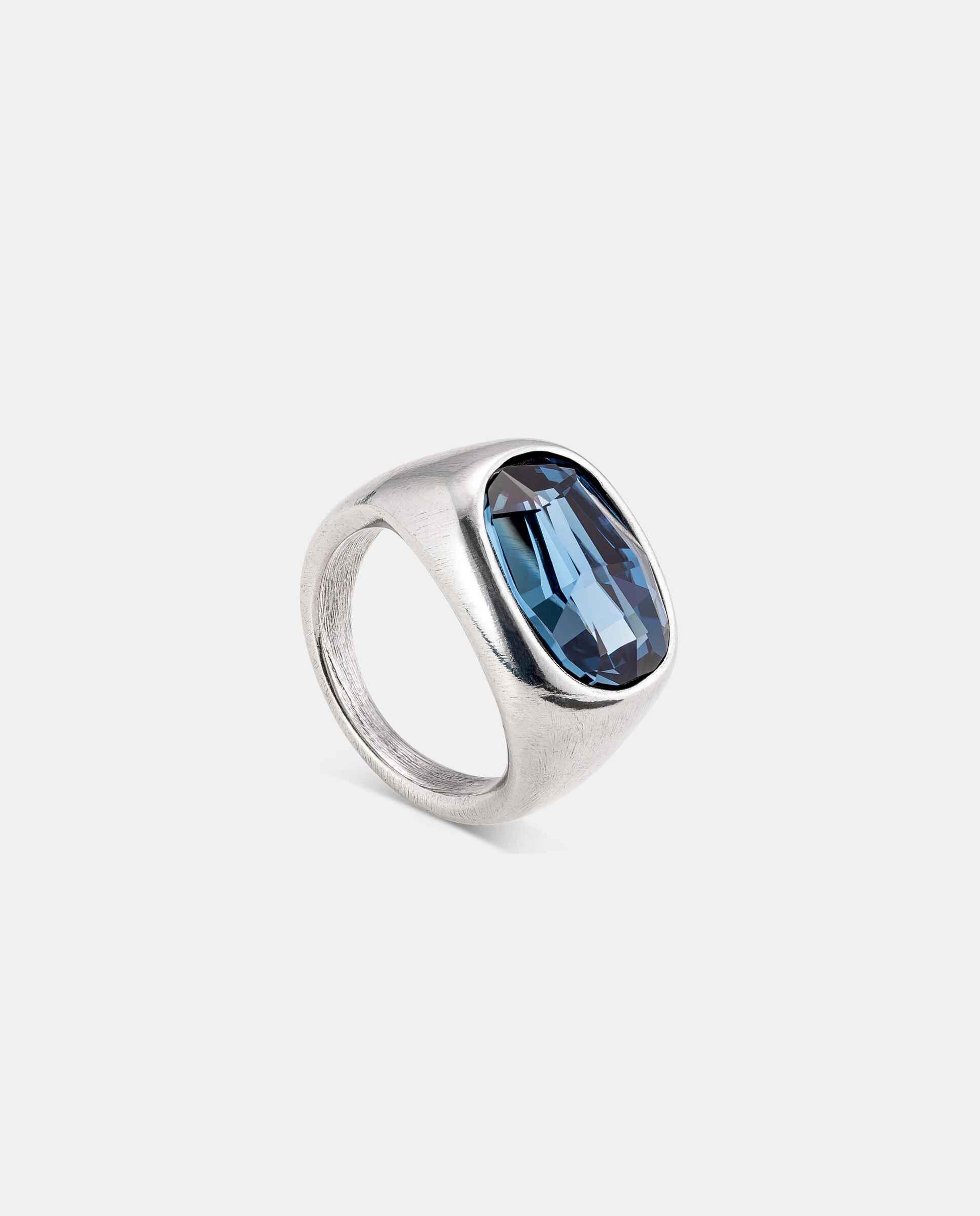 Anel Banhado em Prata de Lei com Cristal Azul Prata-3