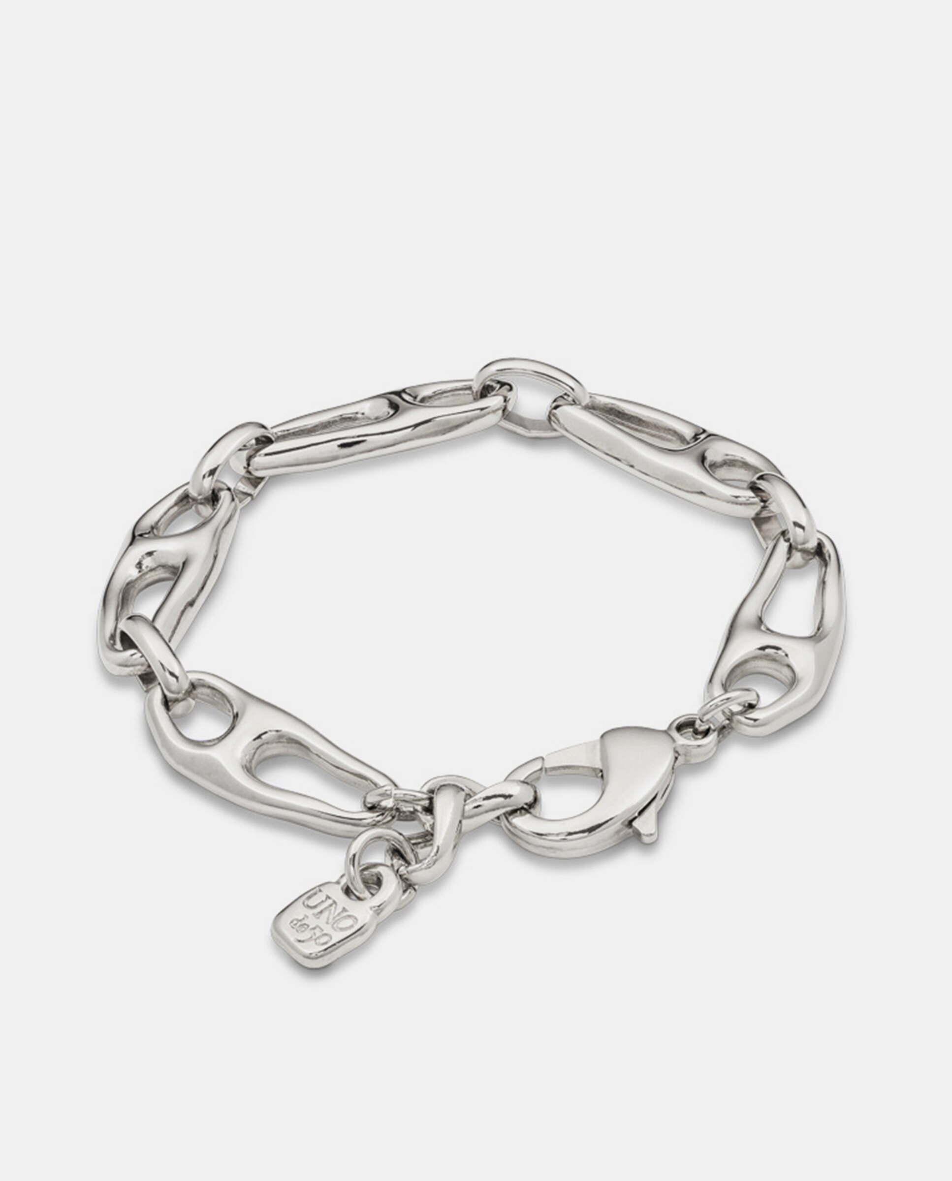 Pulseira Banhada em Prata de Lei de Elos Prata-3