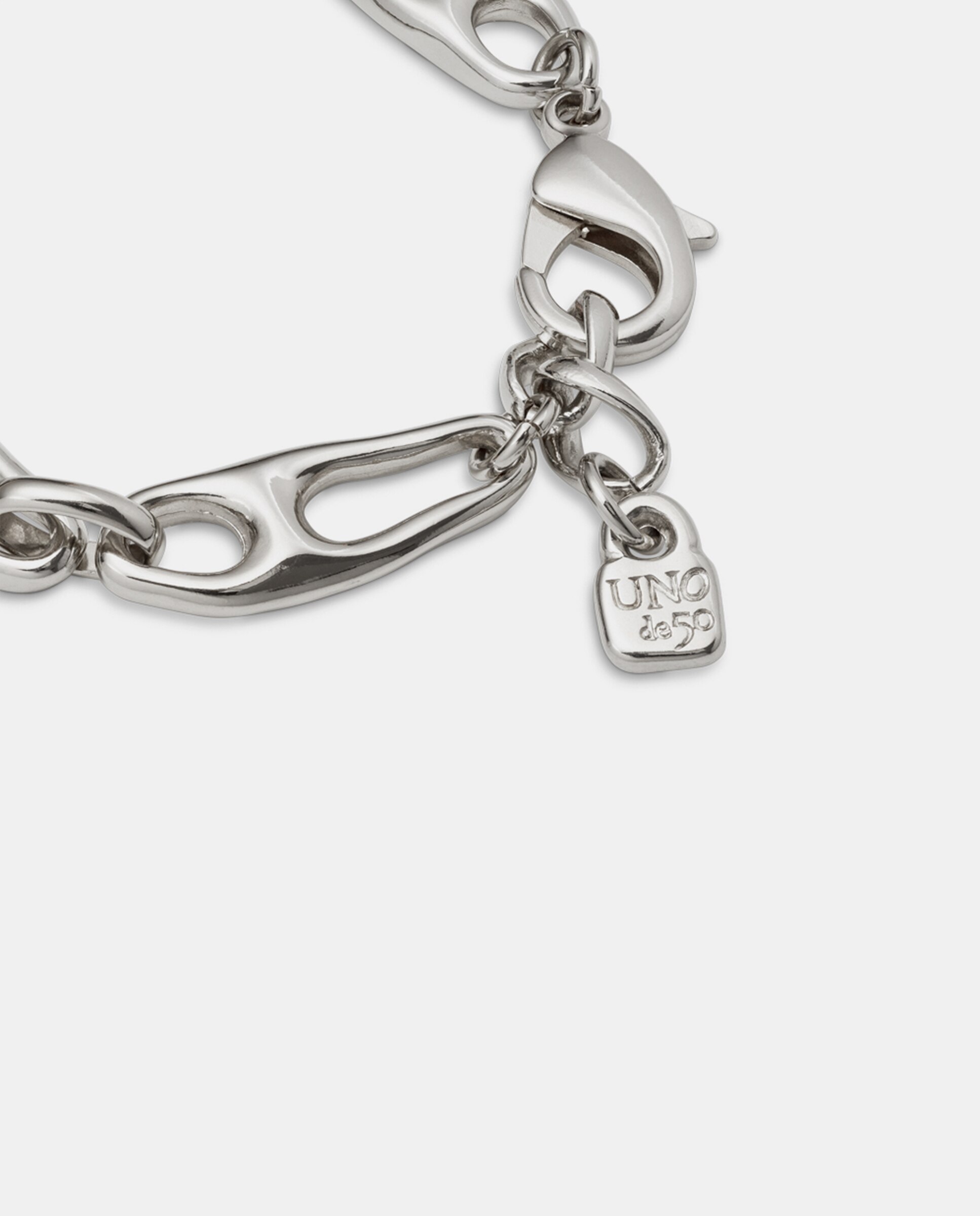 Pulseira Banhada em Prata de Lei de Elos Prata-4
