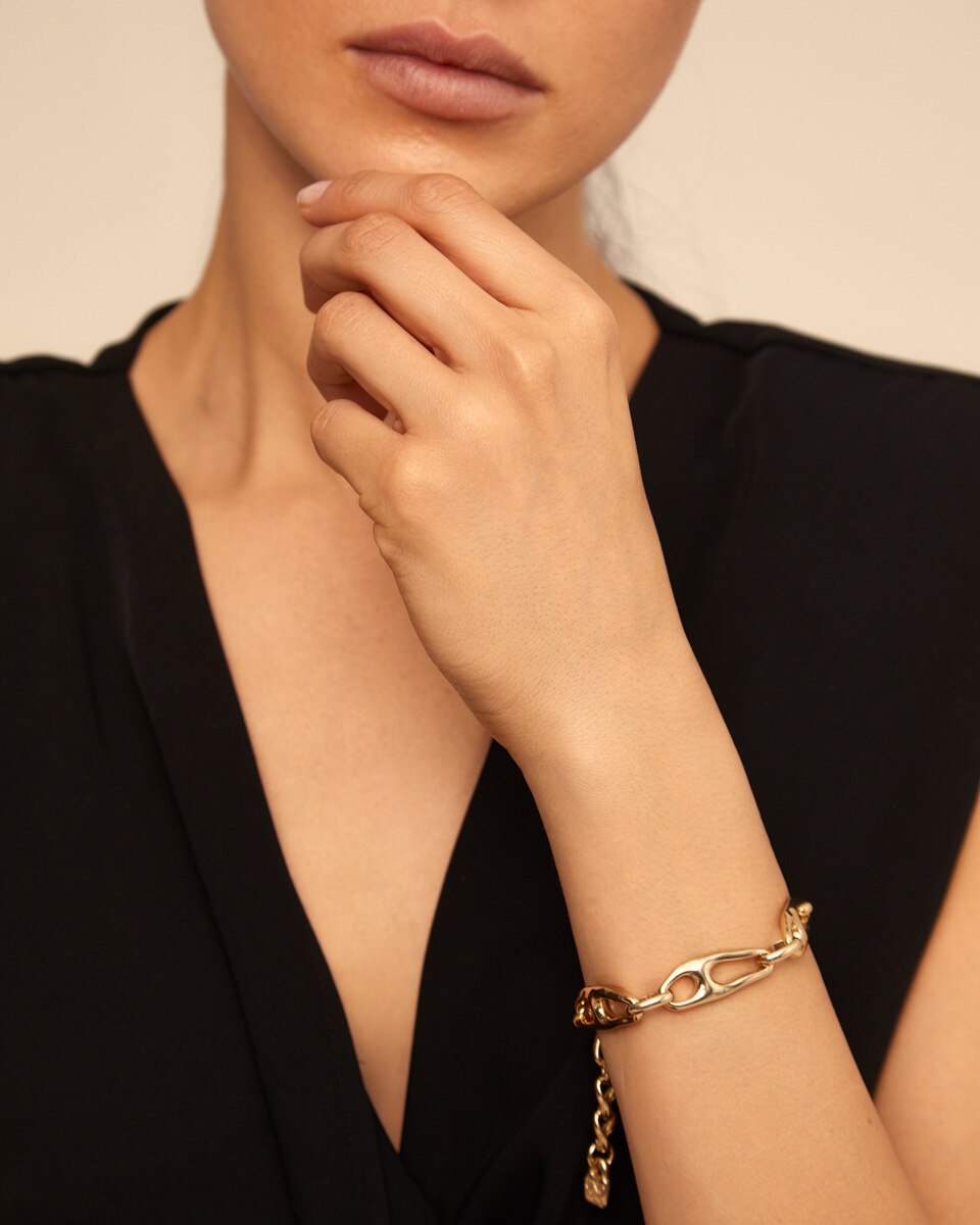 Pulseira Banhada a Ouro de 18k de Elos Ouro-5