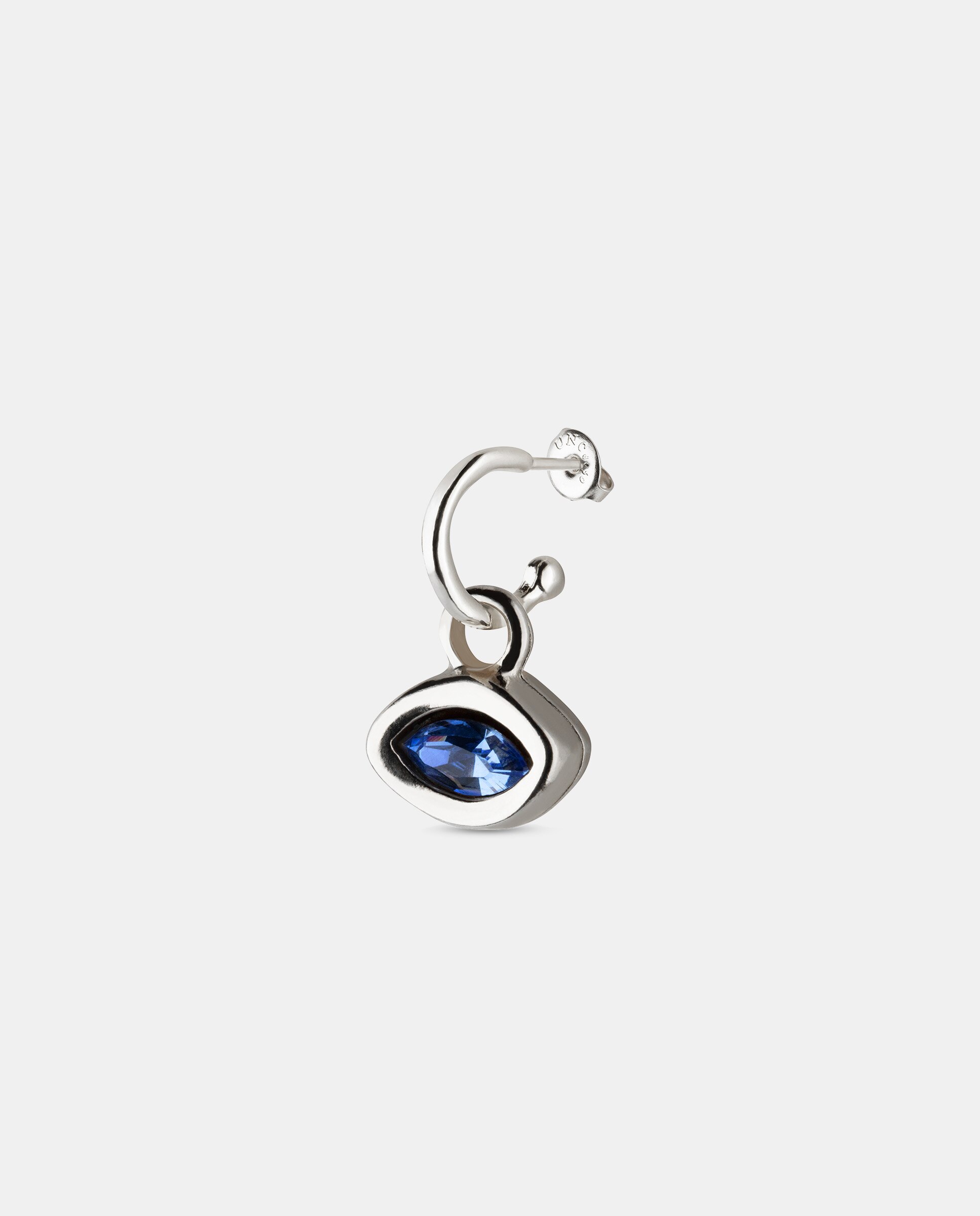 Charm de Piercing Banhado em Prata de Lei de Olho e Um Cristal Prata-3