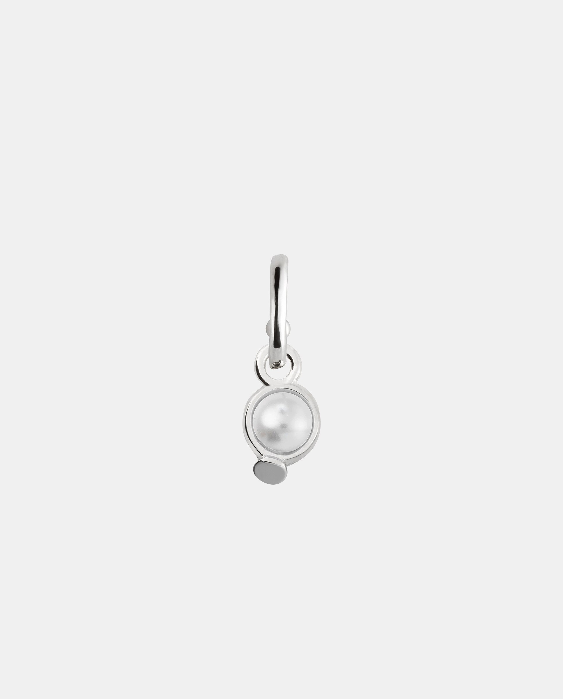 Charm de Piercing Banhado em Prata de Lei de Círculo e Pérola Prata-1