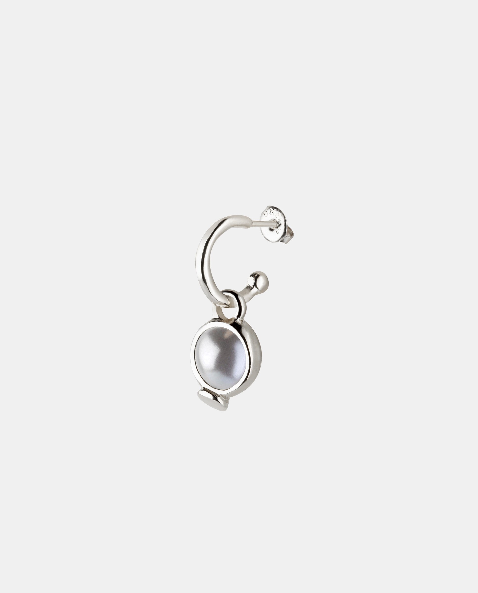 Charm de Piercing Banhado em Prata de Lei de Círculo e Pérola Prata-2